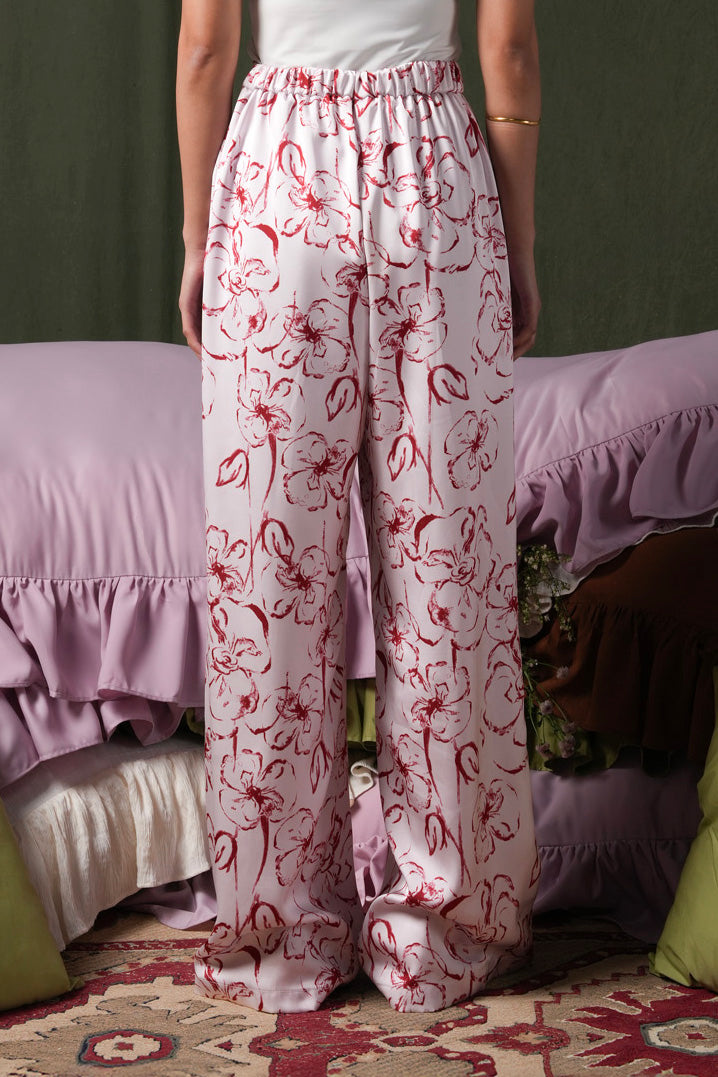 Rosansy Satin Pants - Blush