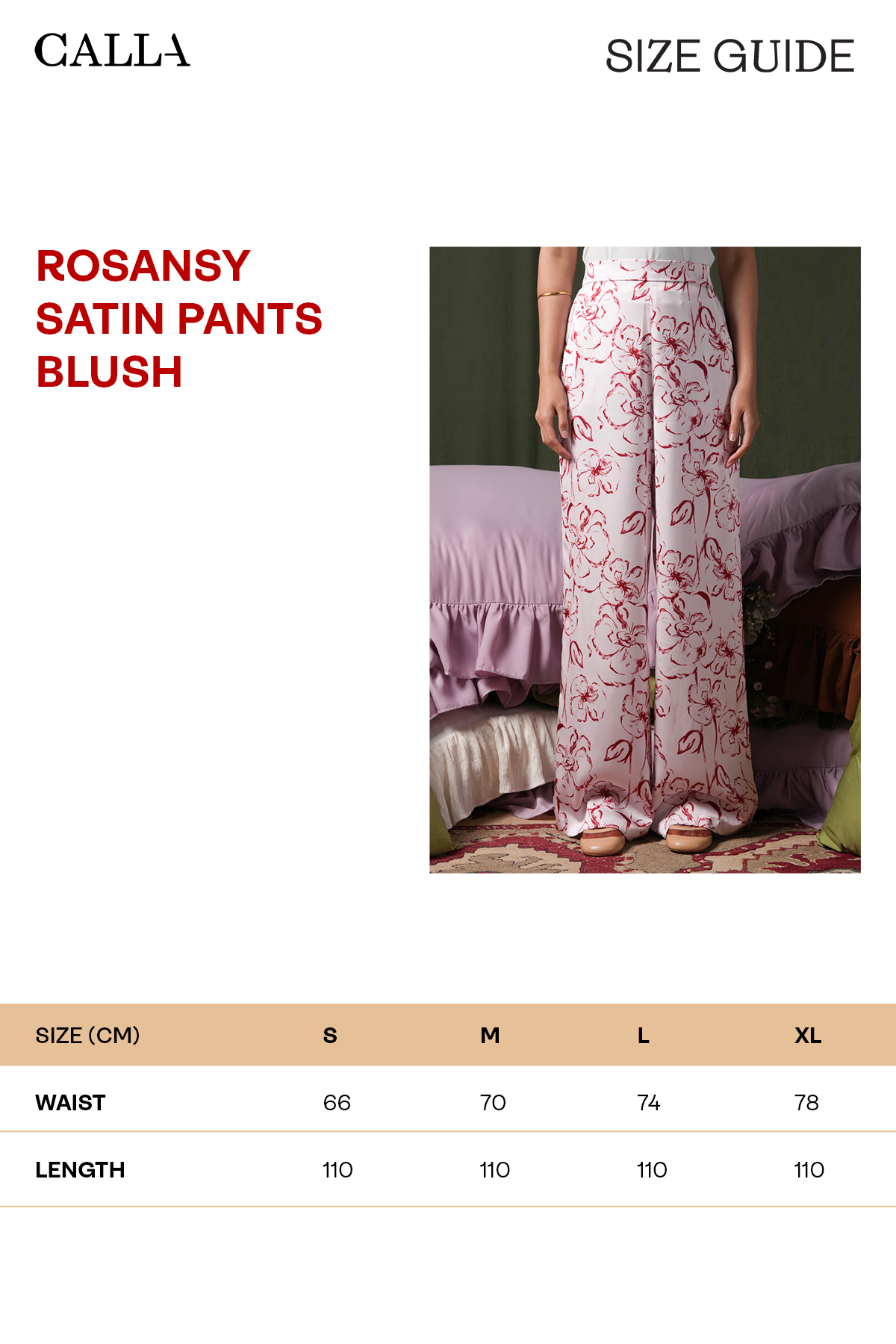 Rosansy Satin Pants - Blush