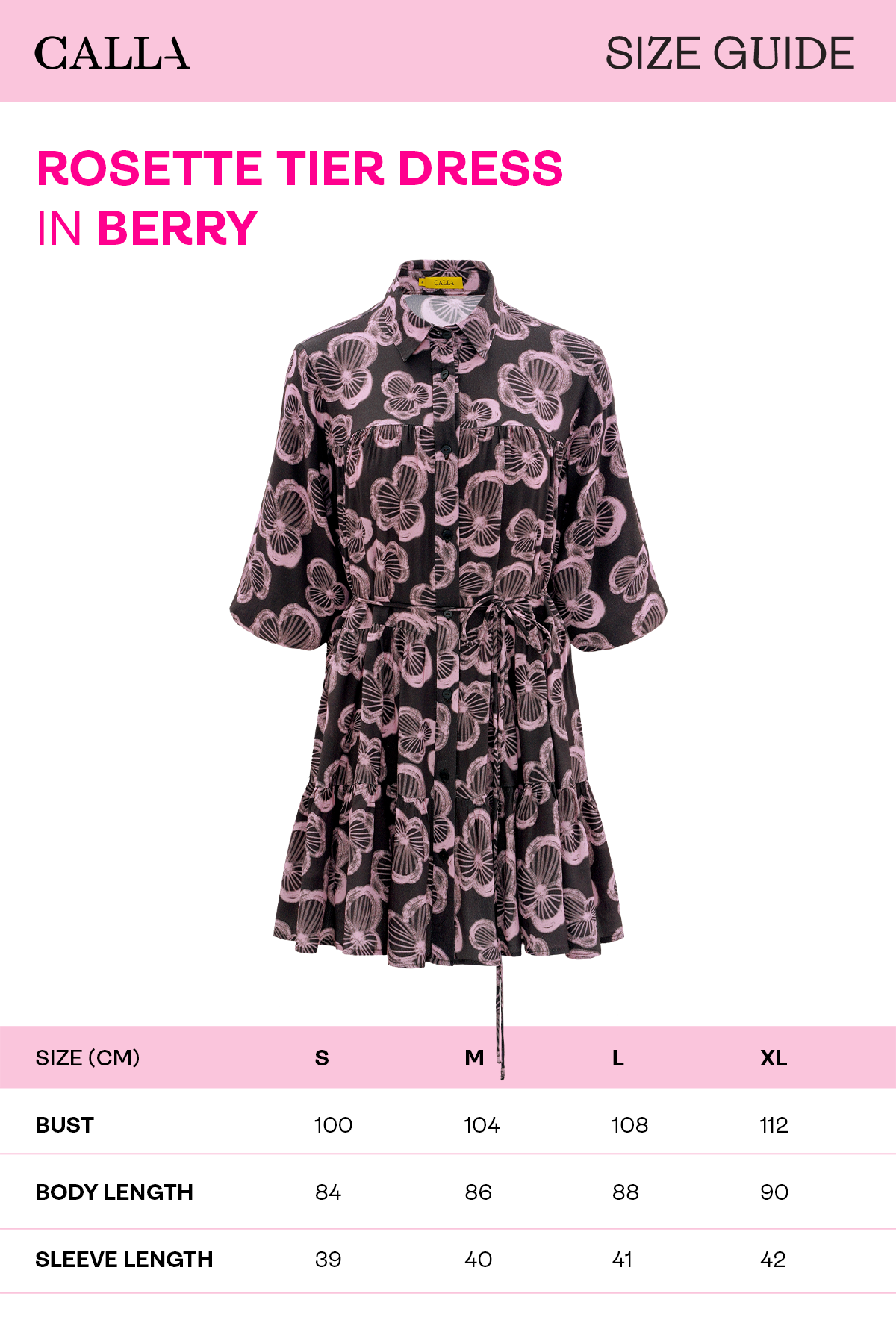 Rosette Tier Dress - Berry