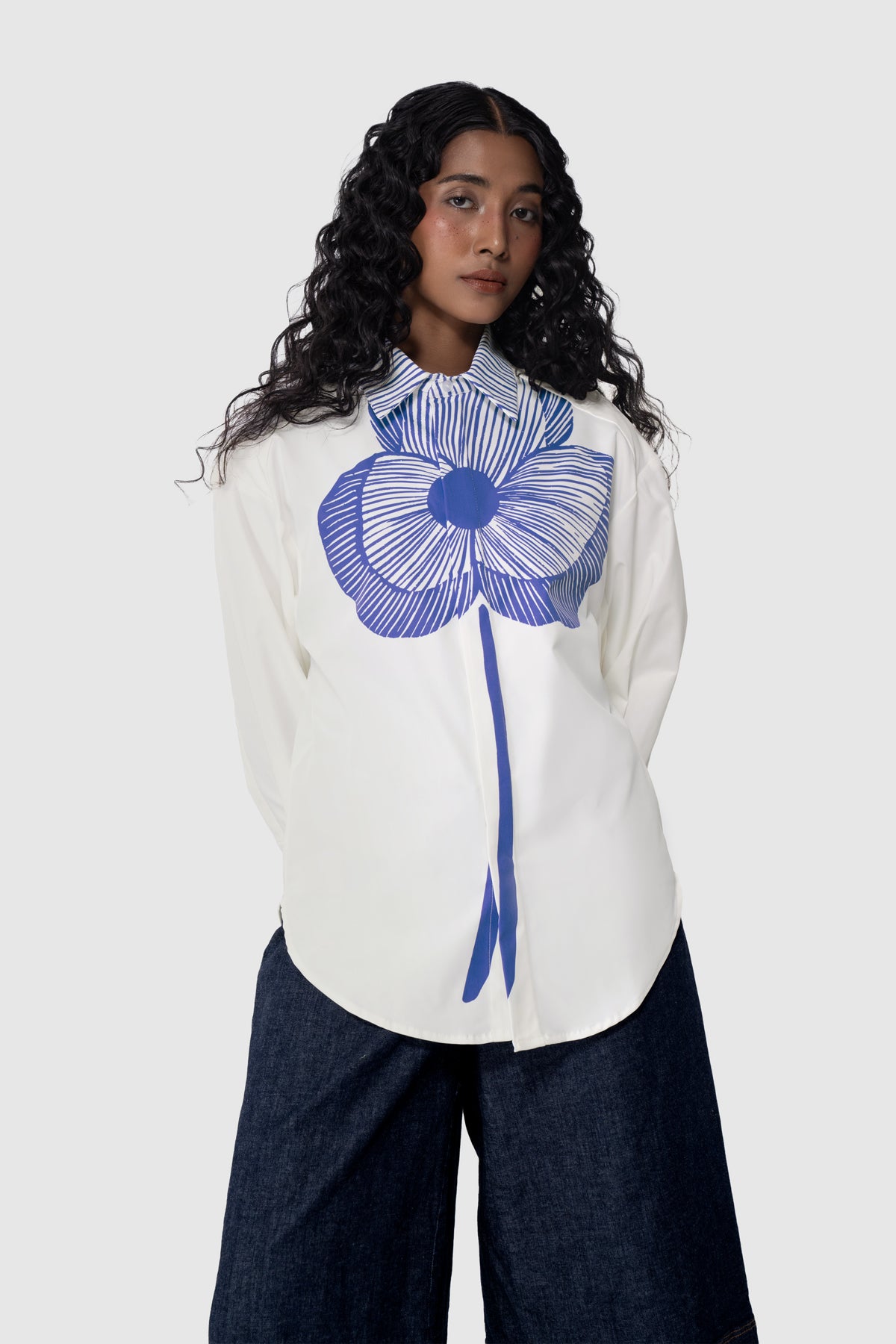 Sora Structured Shirt - Blue Pansy