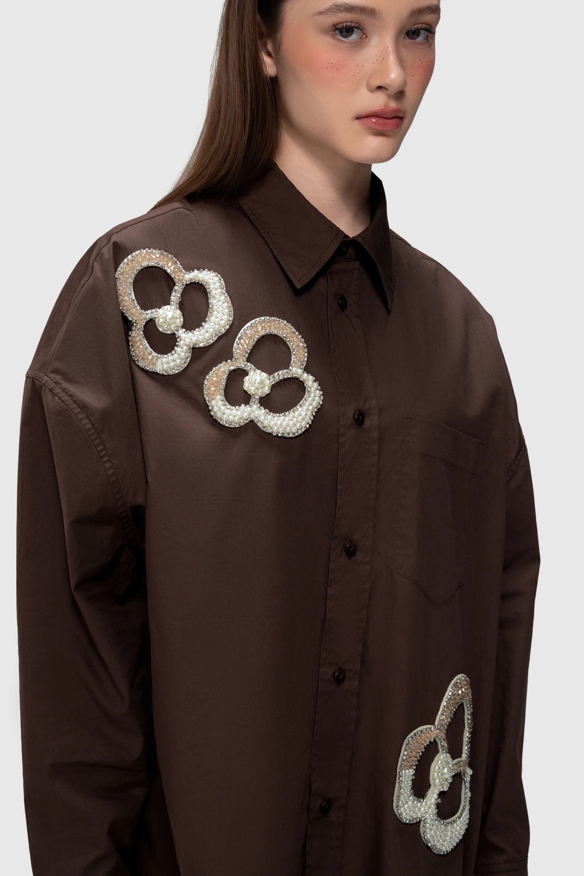 Tyla Beads Shirt - Toffee