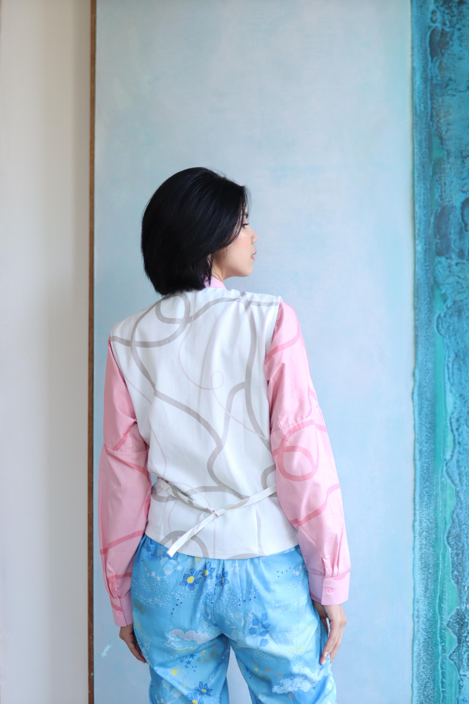 CALLA X ADINIA POCKET DENIM VEST IN IVORY