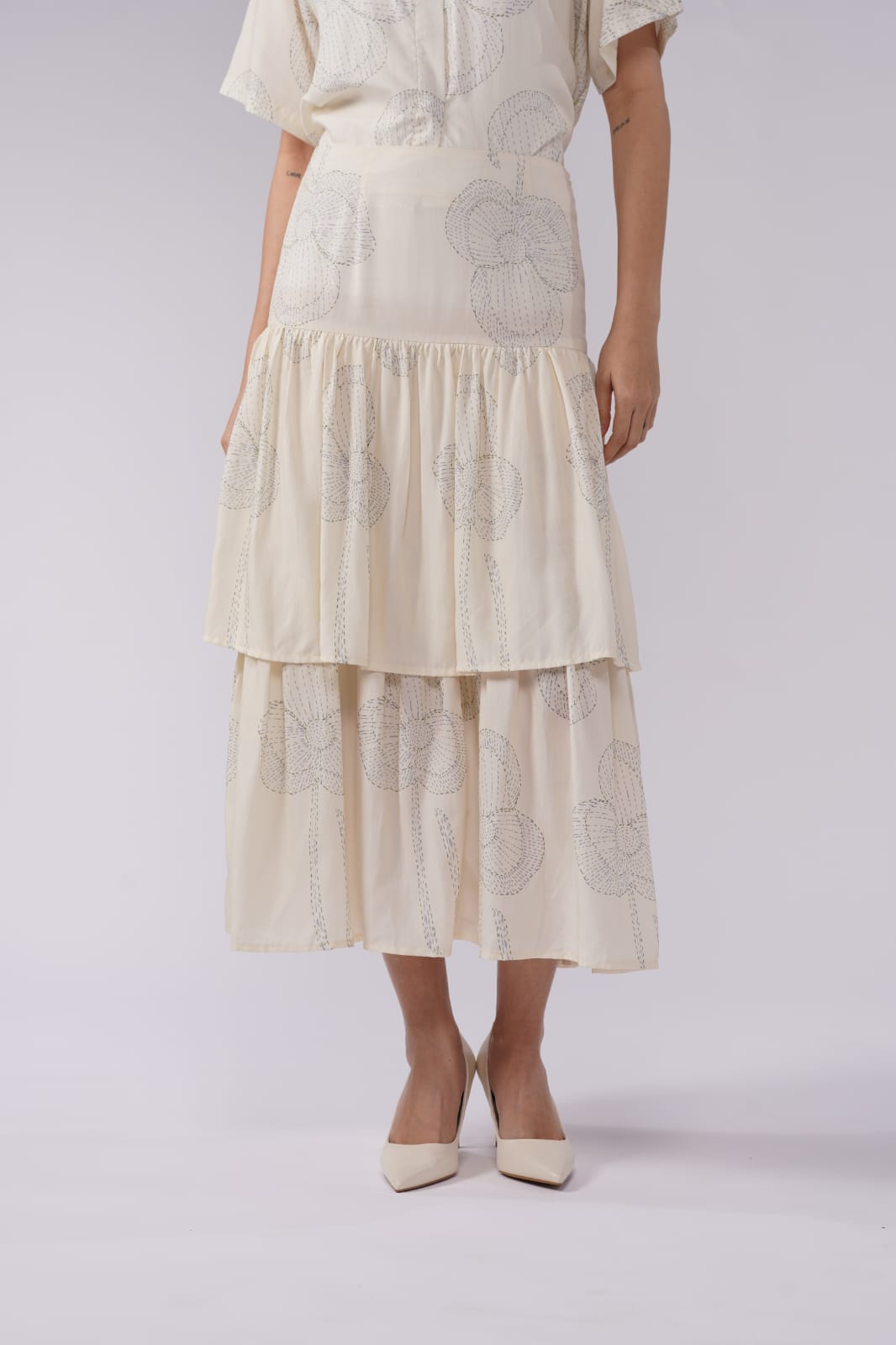 Renne Layered Skirt - Milk