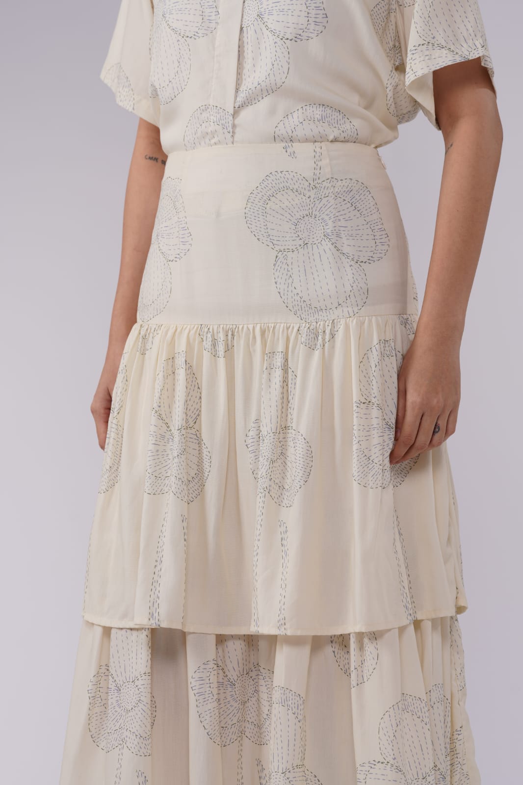 Renne Layered Skirt - Milk