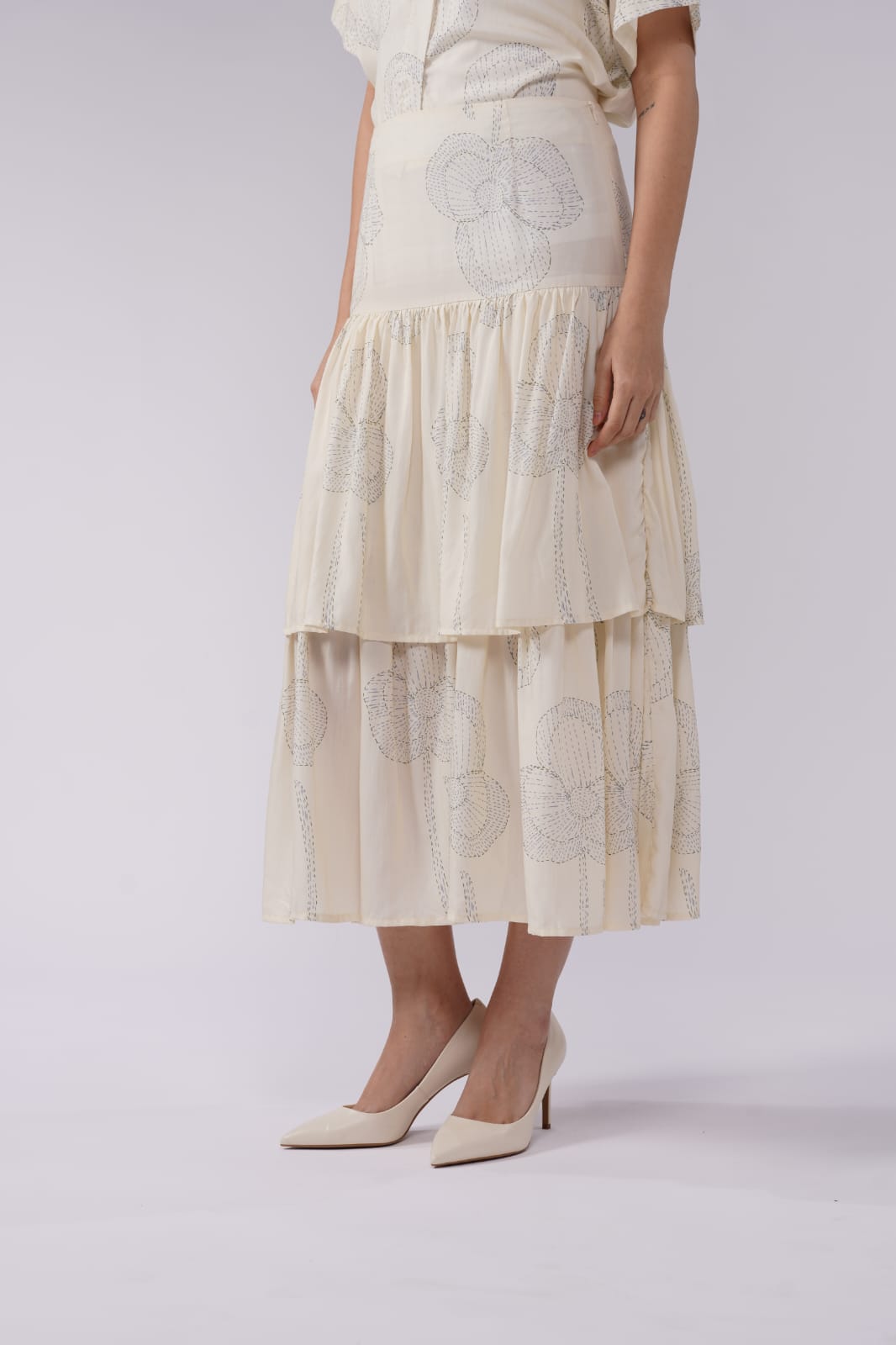 Renne Layered Skirt - Milk