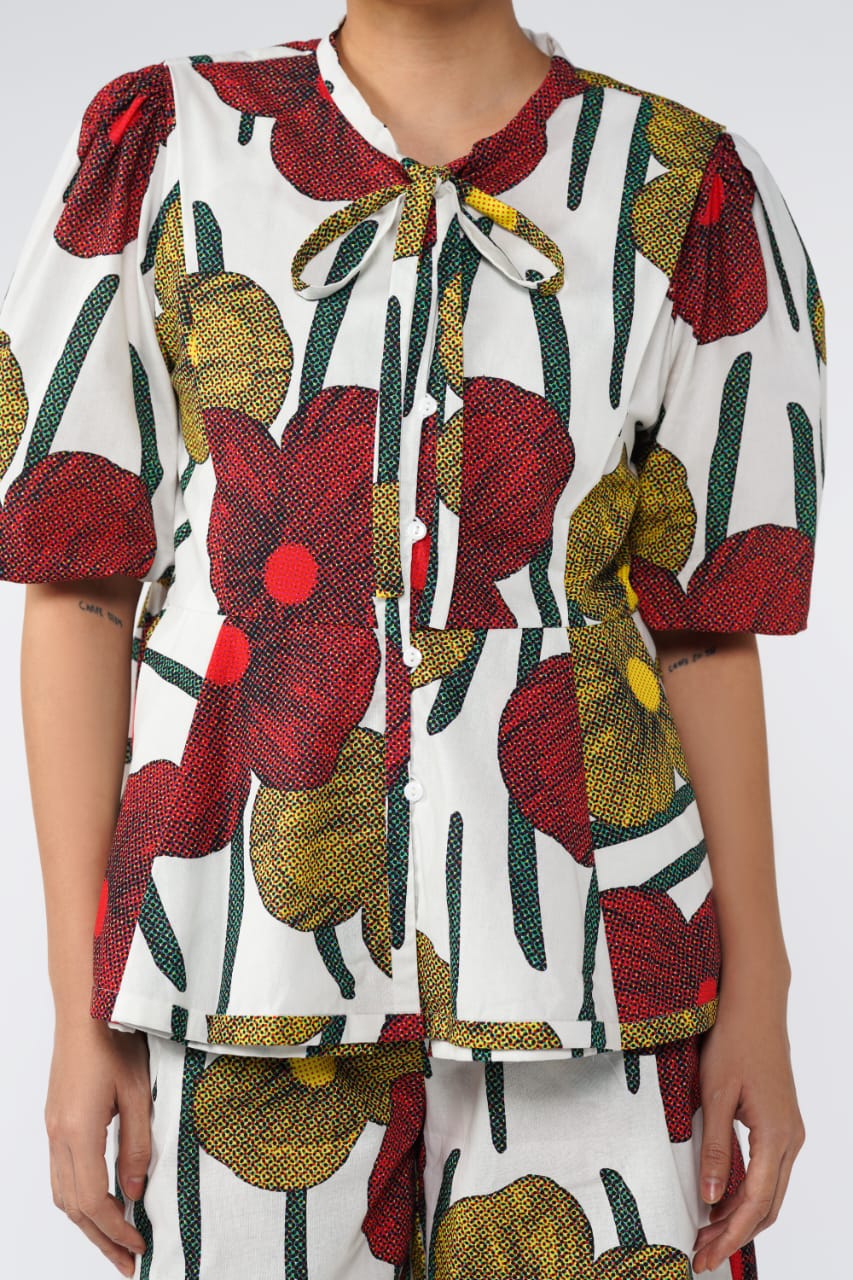 Cerise Peplum Outer - Tropical