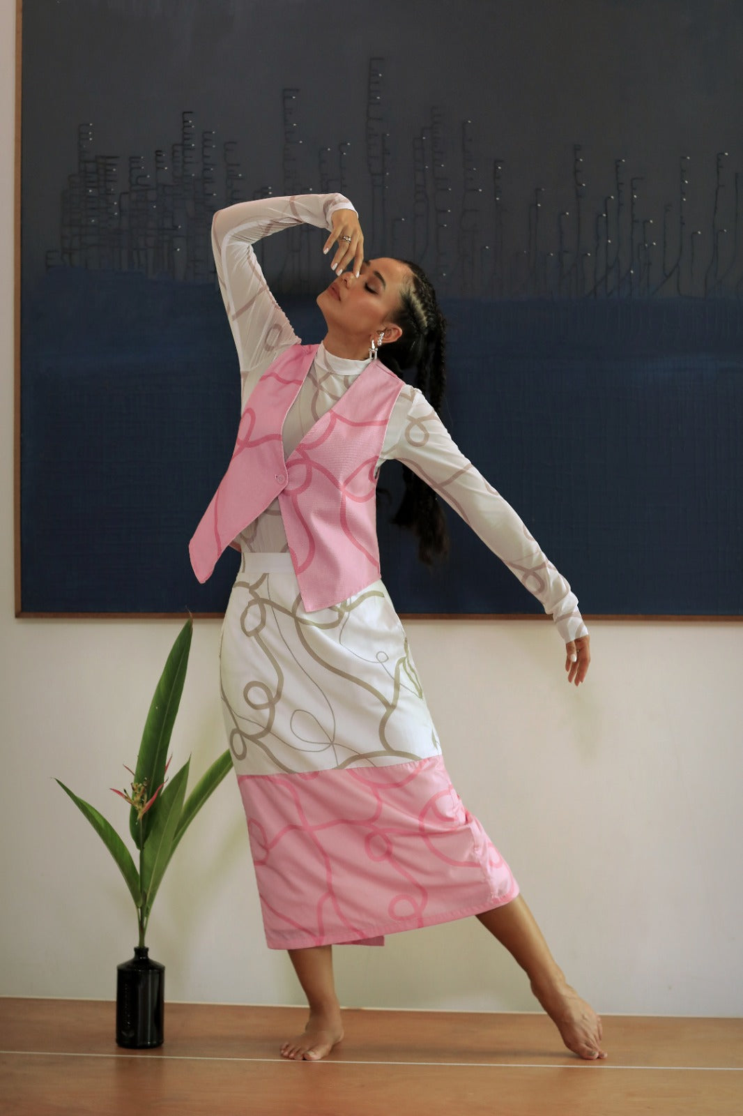 CALLA X ADINIA TWO TONE SKIRT IN PINK