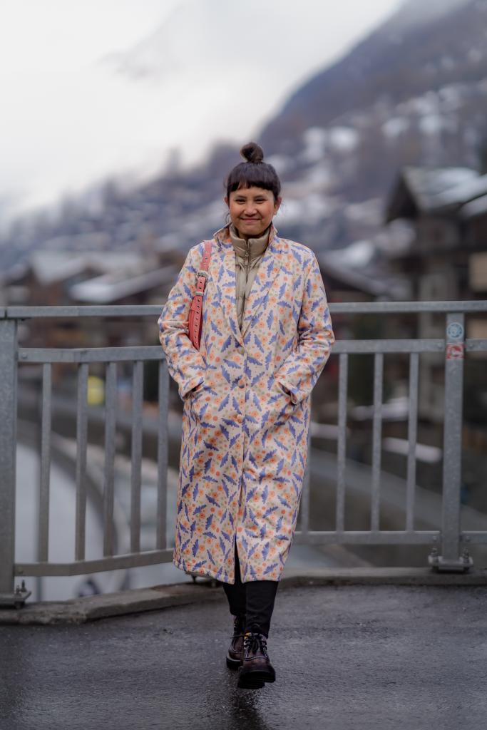 FLOWER TERACOTA LONG COAT