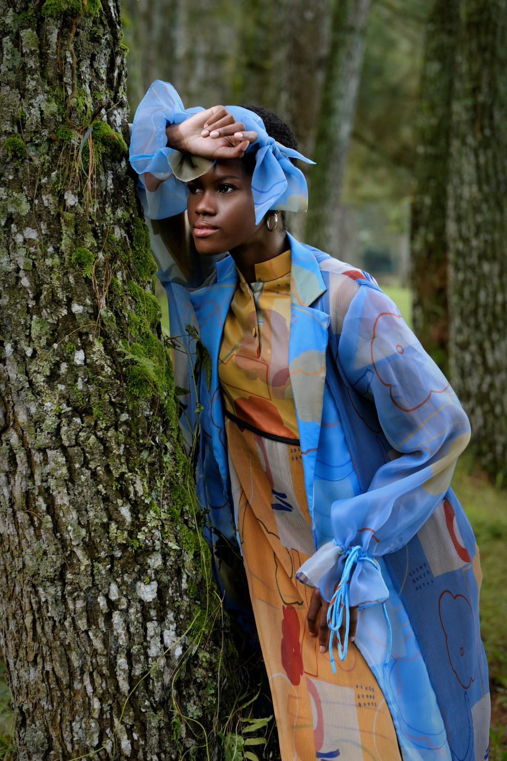 BEAU BLUE CHIFFON PLEATS OUTER