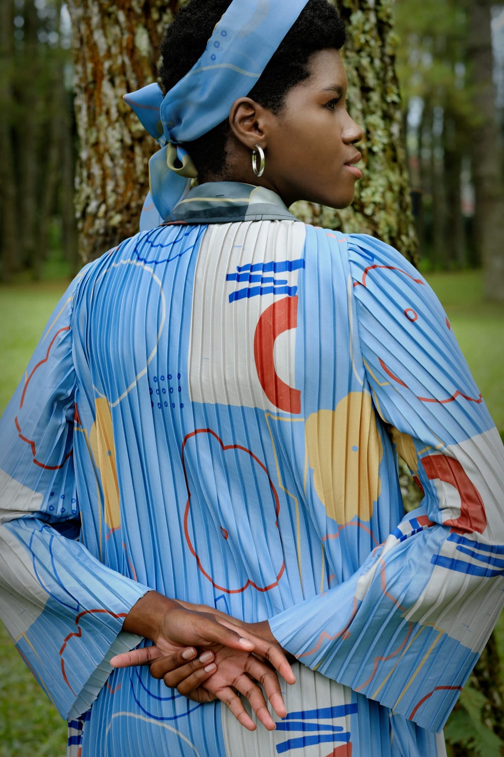 BEAU BLUE PLEATS TRENCH COAT