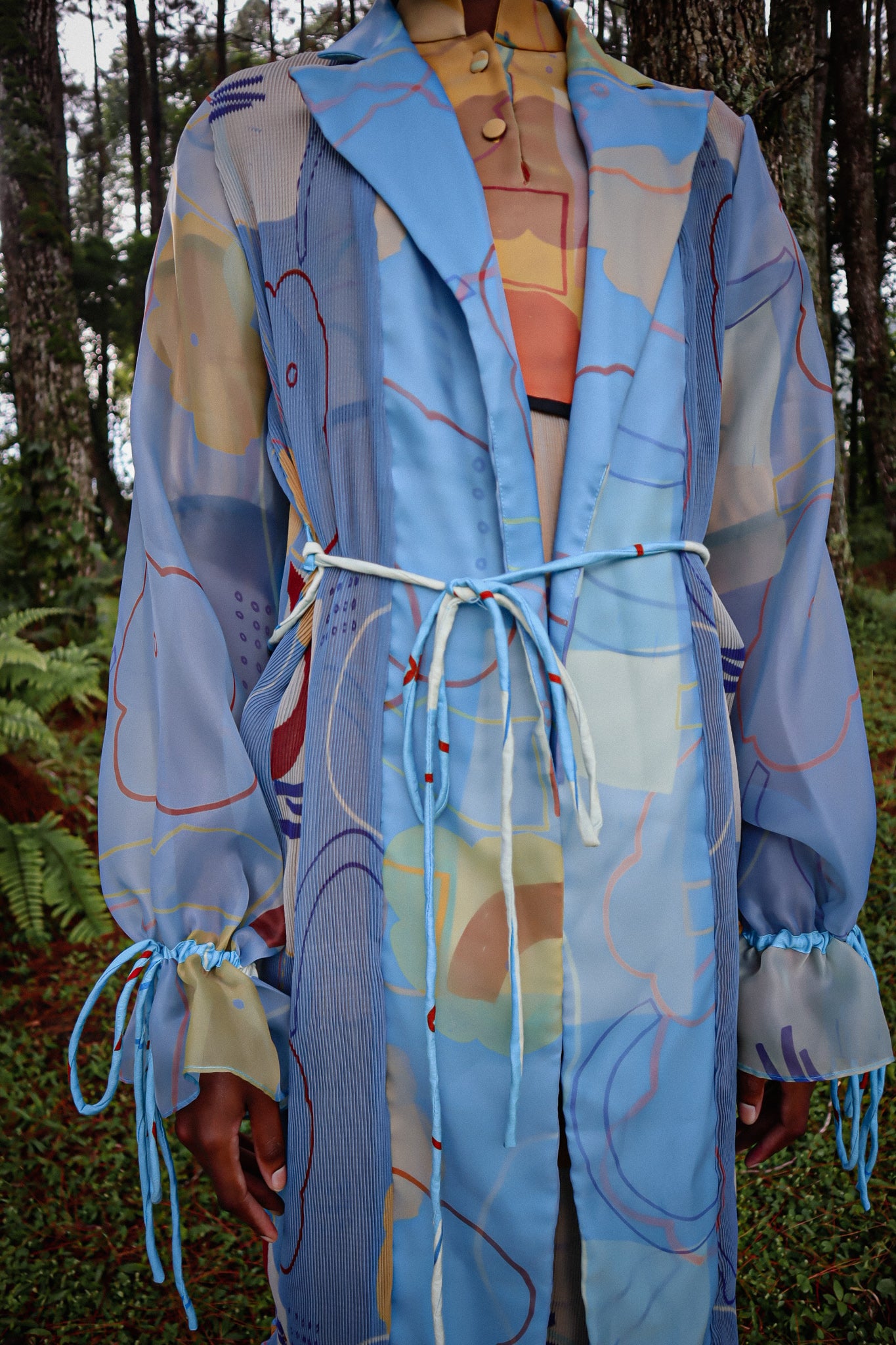BEAU BLUE CHIFFON PLEATS OUTER