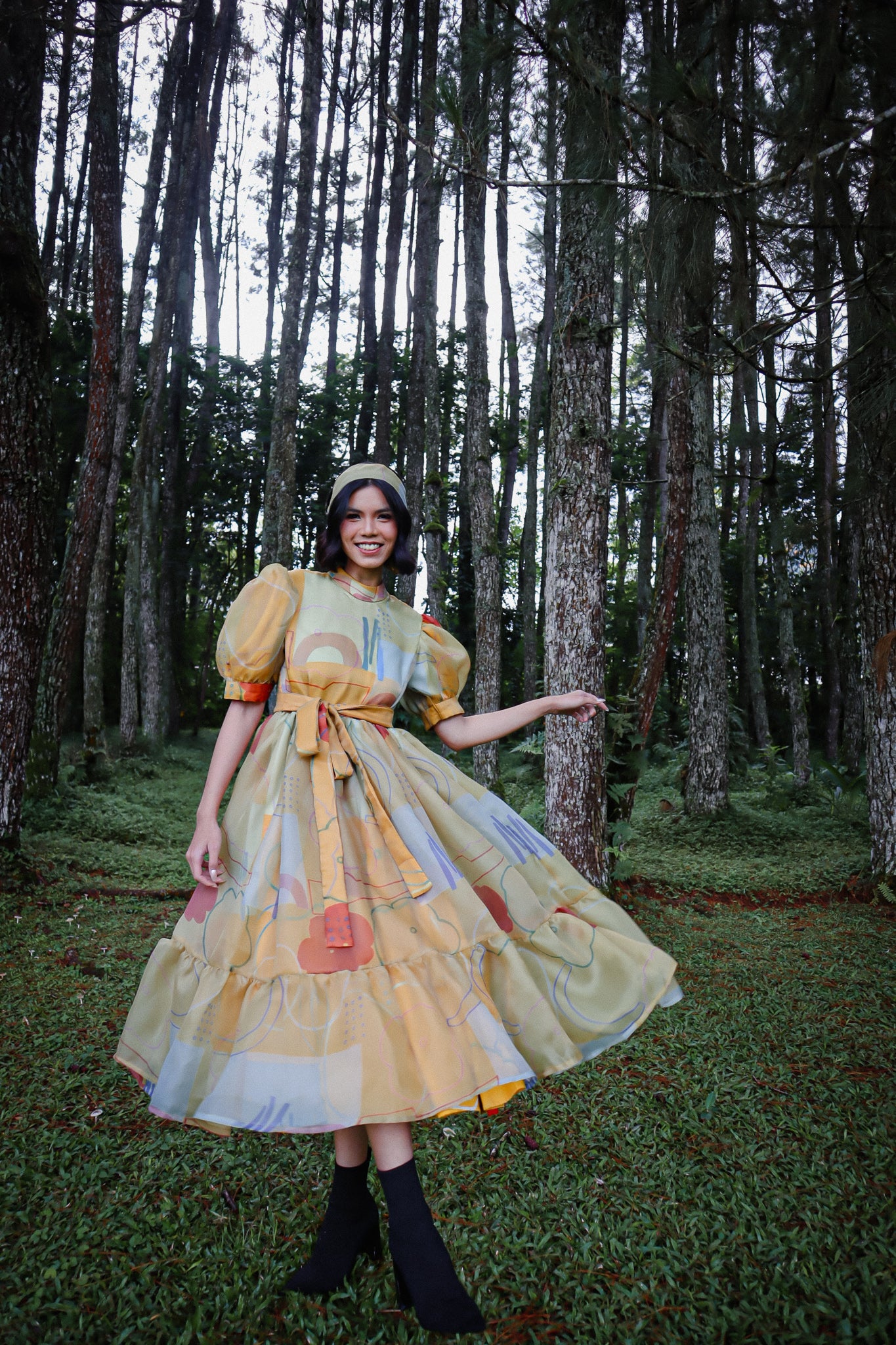 BEAU YELLOW FLARE ORGANZA DRESS