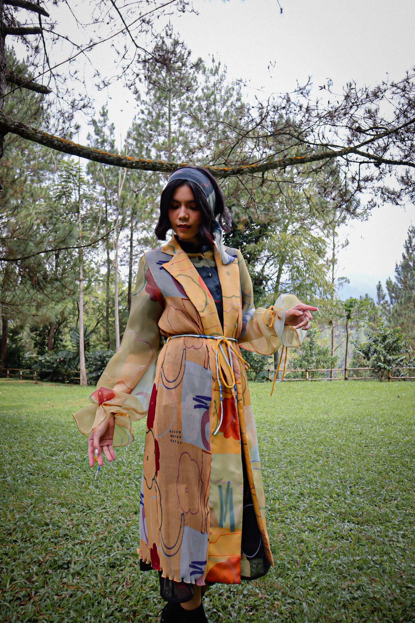 BEAU YELLOW CHIFFON PLEATS OUTER