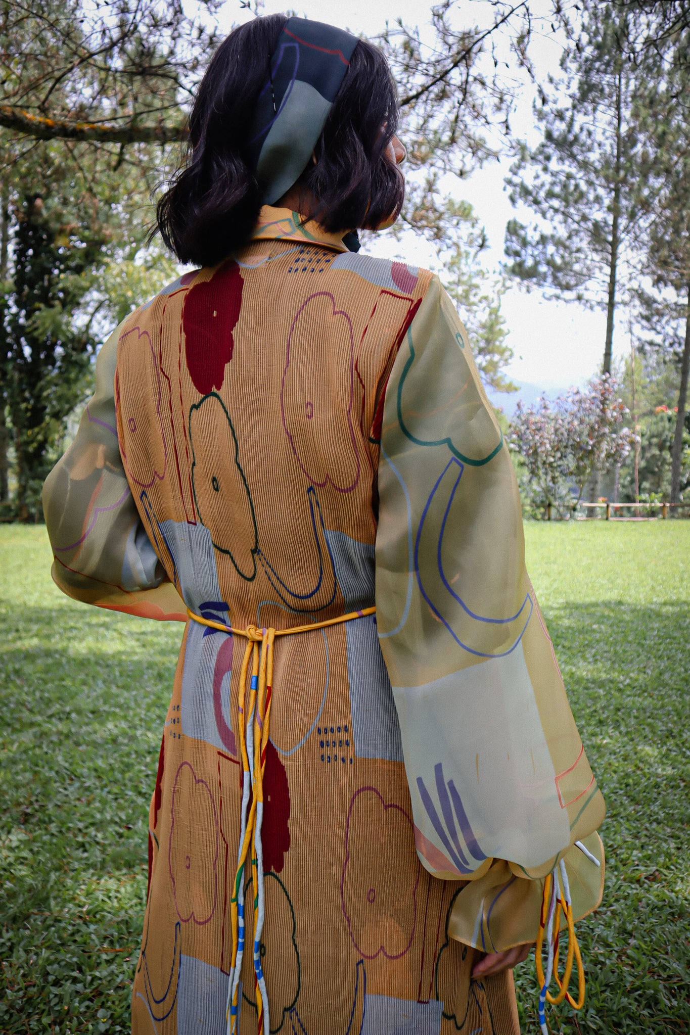 BEAU YELLOW CHIFFON PLEATS OUTER