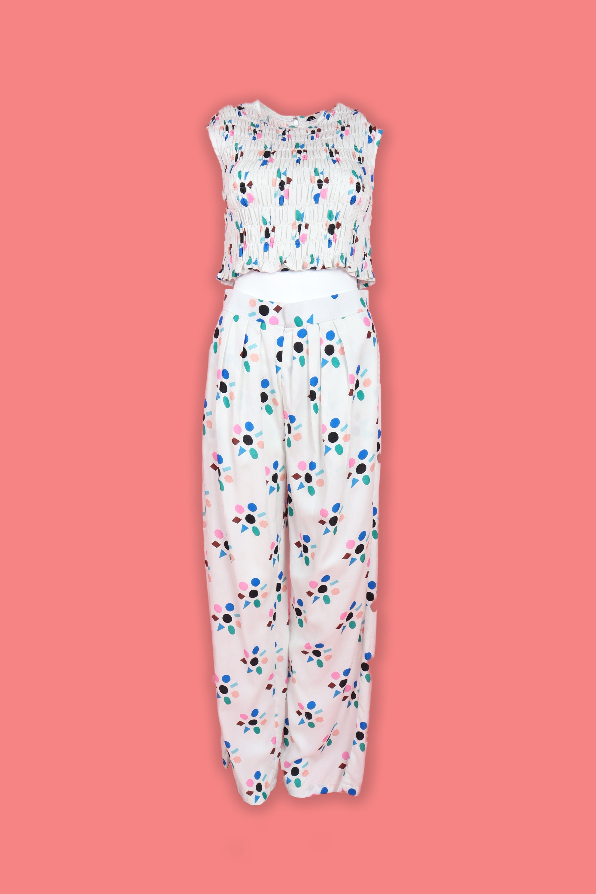 WHITE SEED PALAZZO PANTS