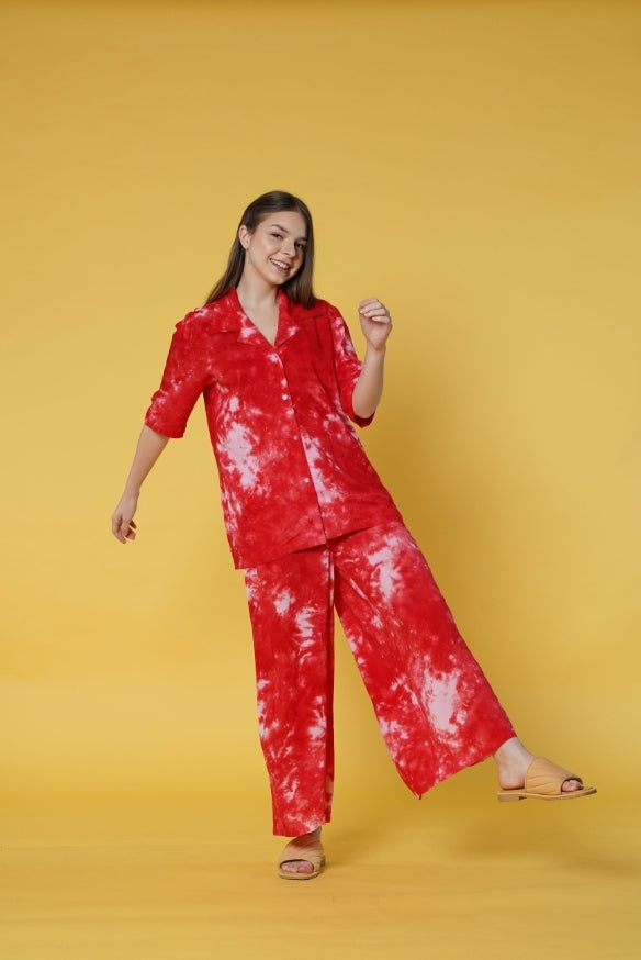 TIE DYE RED ABSTRAK PALAZZO