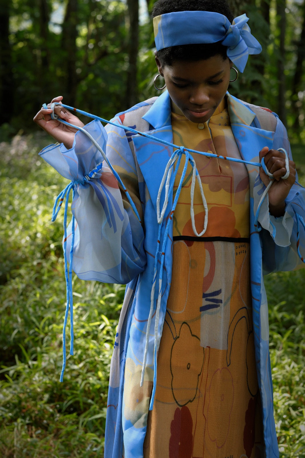 BEAU BLUE CHIFFON PLEATS OUTER