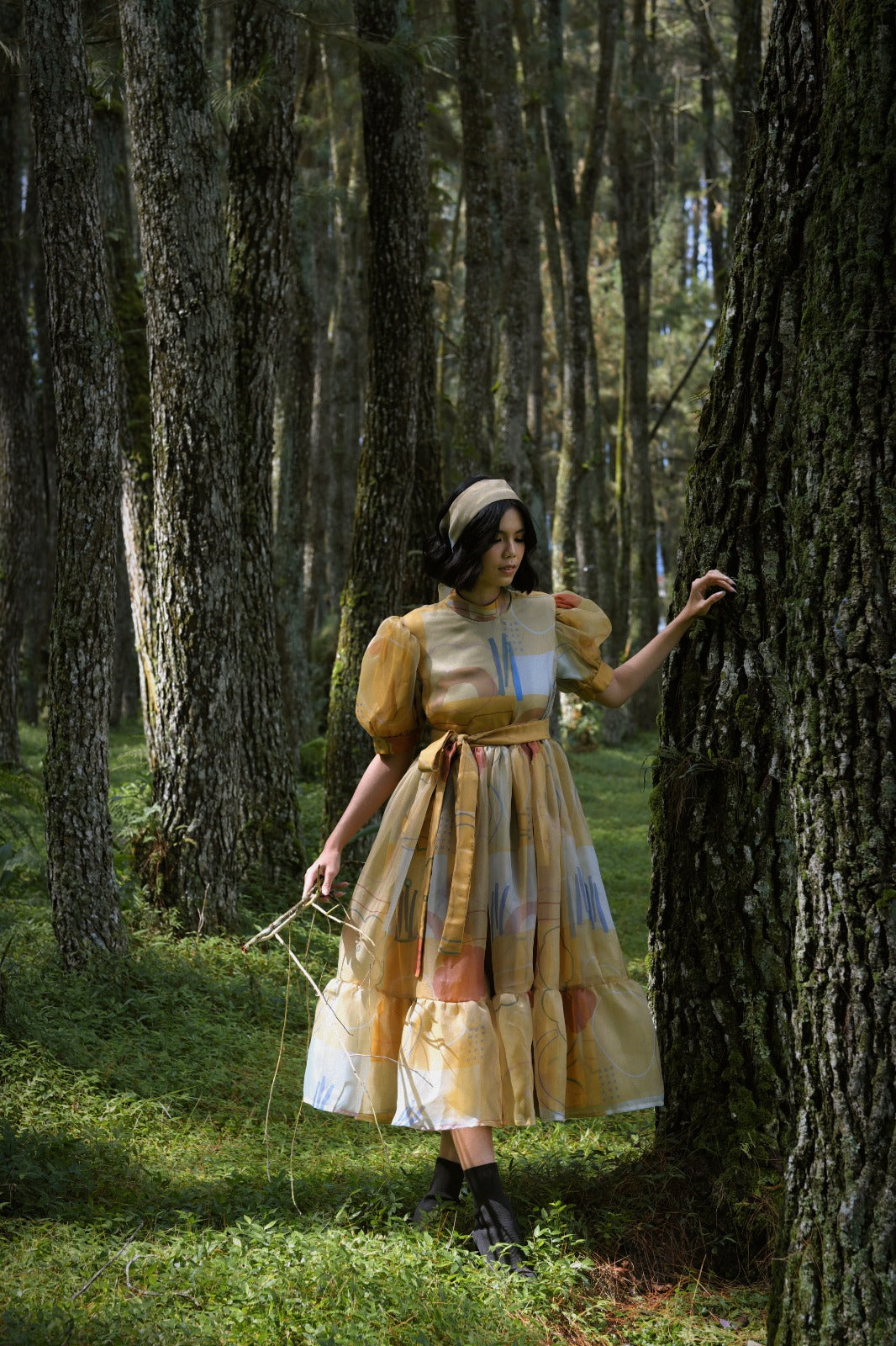 BEAU YELLOW FLARE ORGANZA DRESS