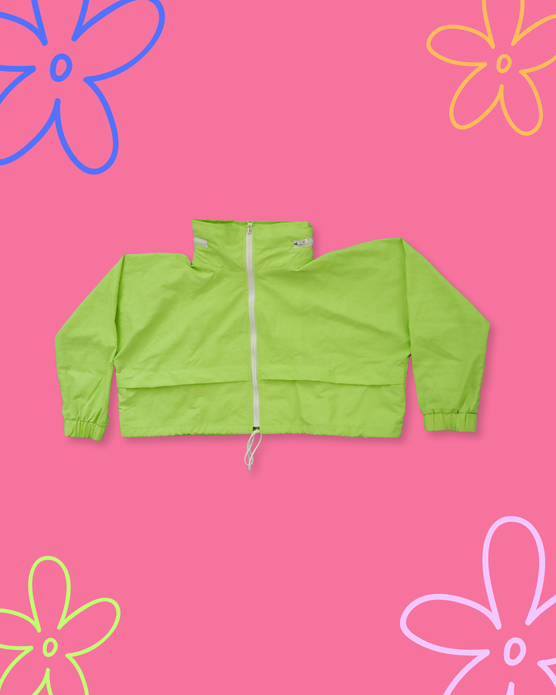 BASIC LIME NYLON CROP JACKET