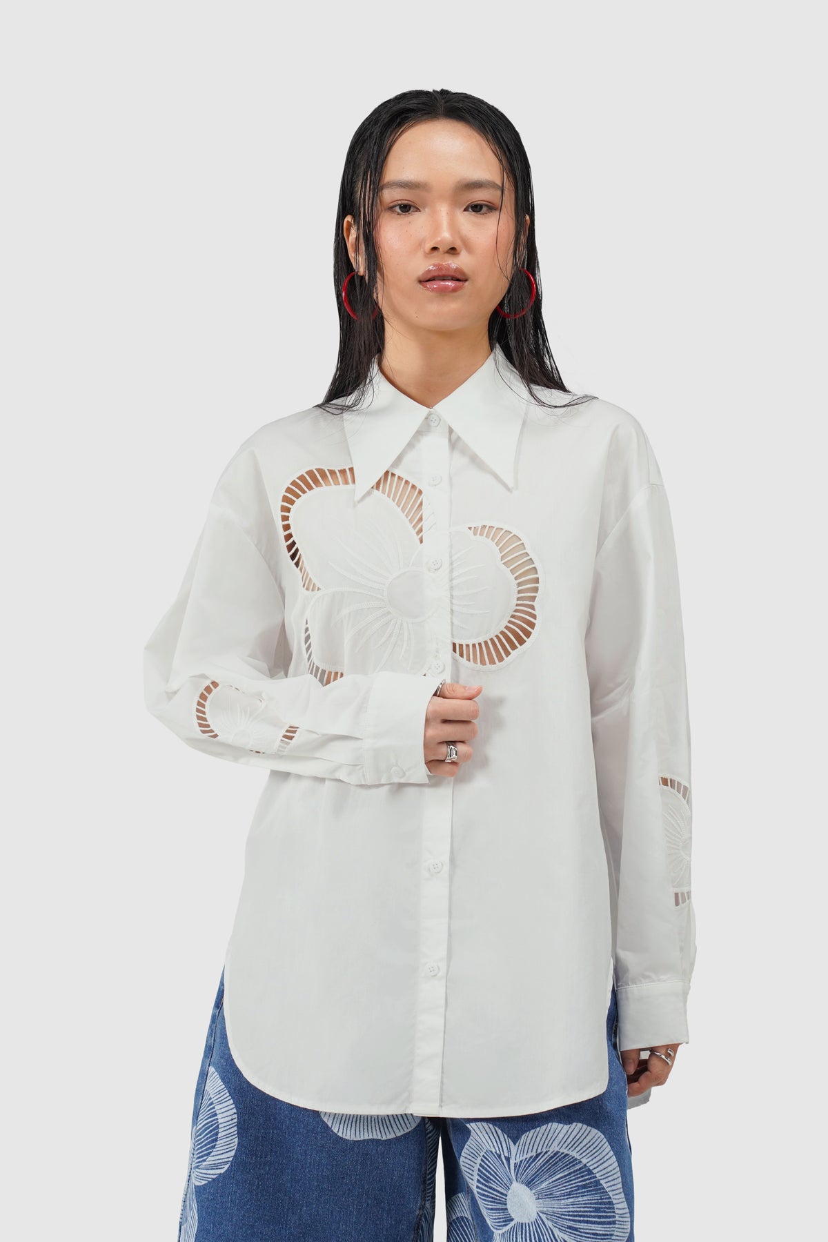 Amélie Embroidery Shirt - White