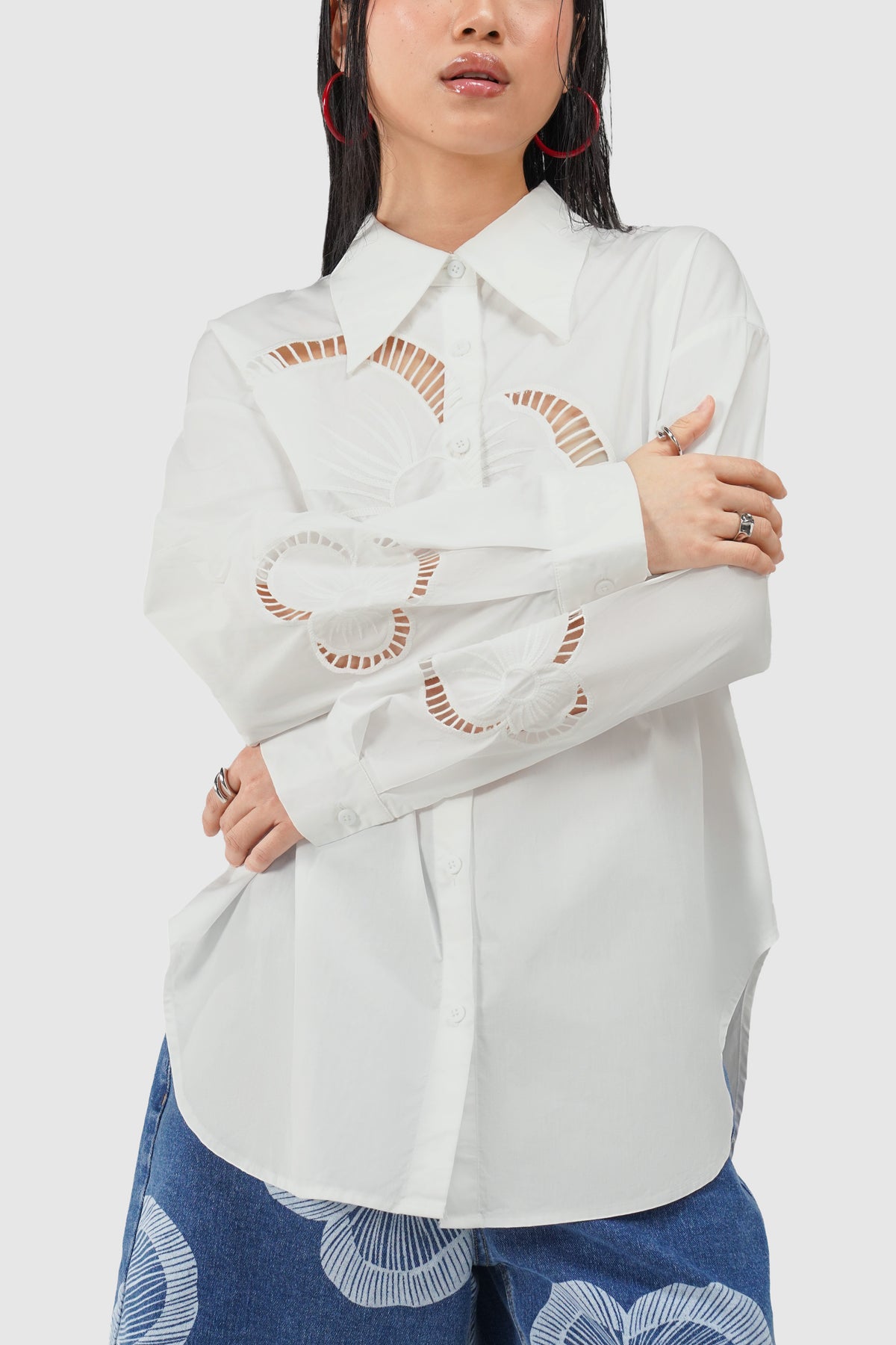 Amélie Embroidery Shirt - White