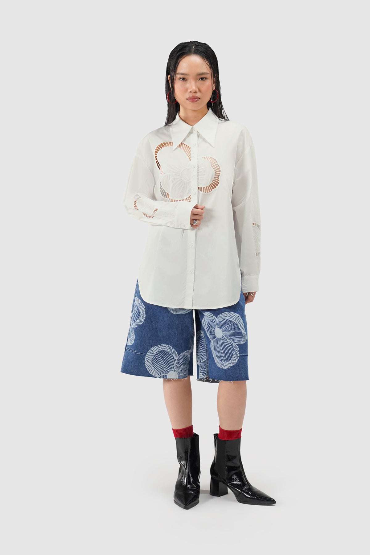 Amélie Embroidery Shirt - White