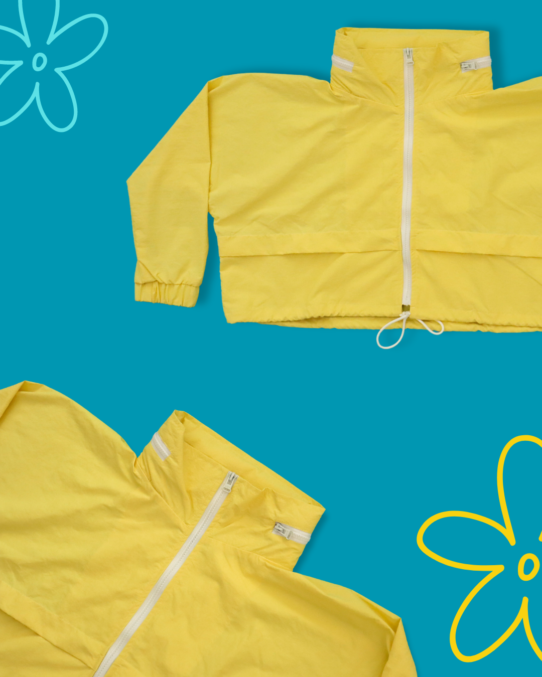 BASIC YELLOW NYLON CROP JACKET