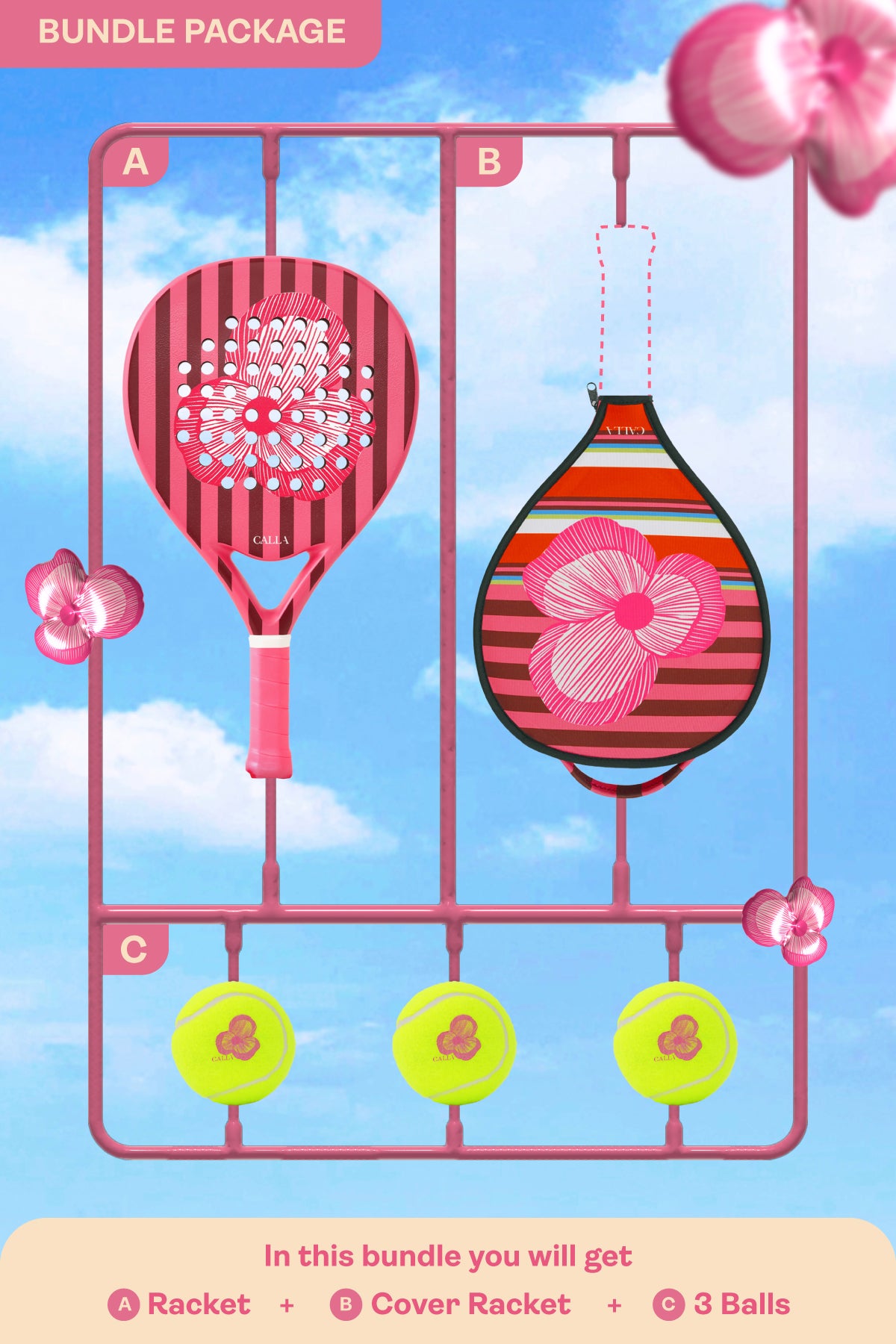 Bundling Padel Racket and Cover - Maroon