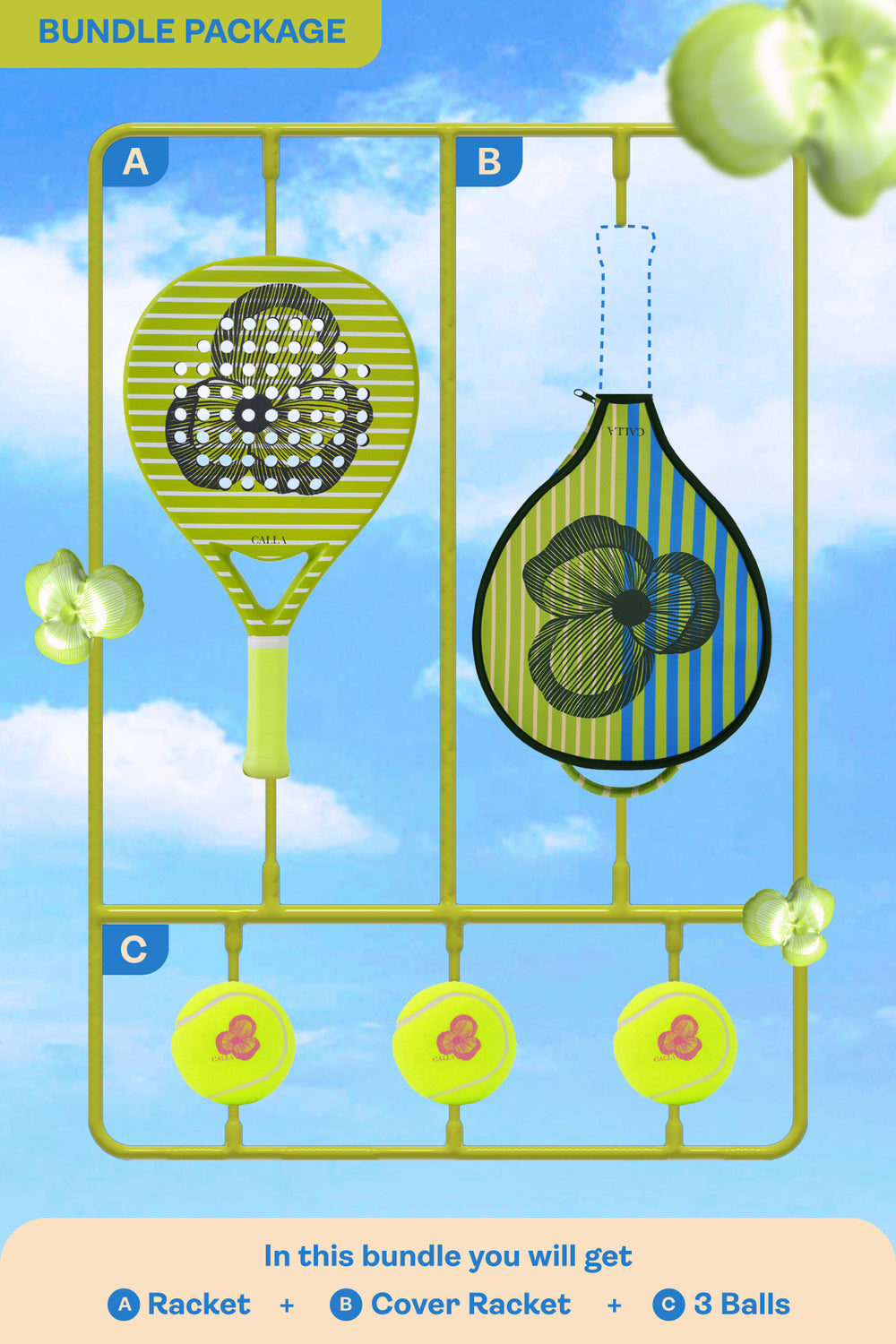 Bundling Padel Racket and Cover - Green