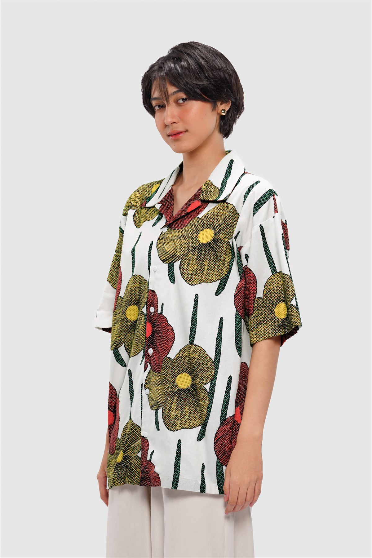 Cerise Cotton Shirt - Tropical
