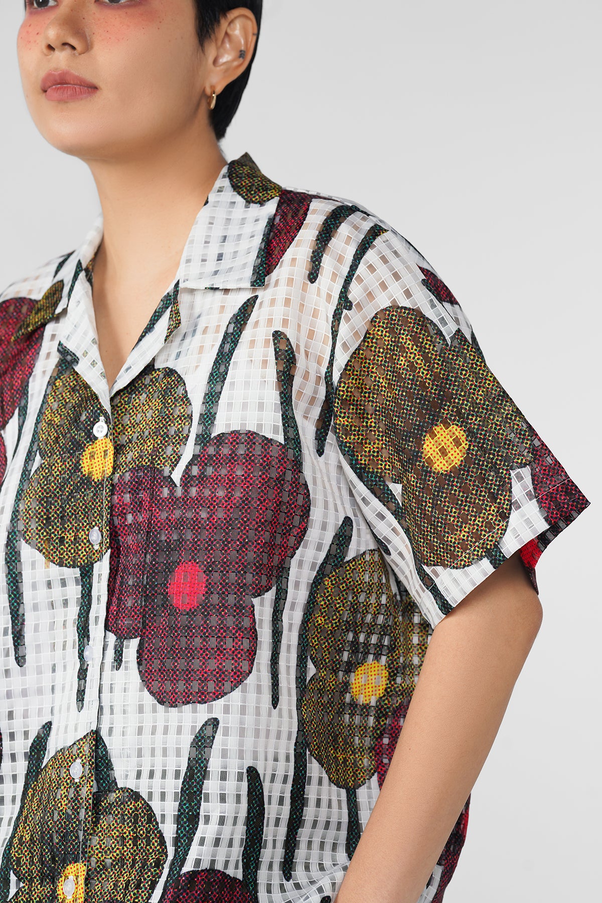 Cerise Sheer Shirt - Tropical