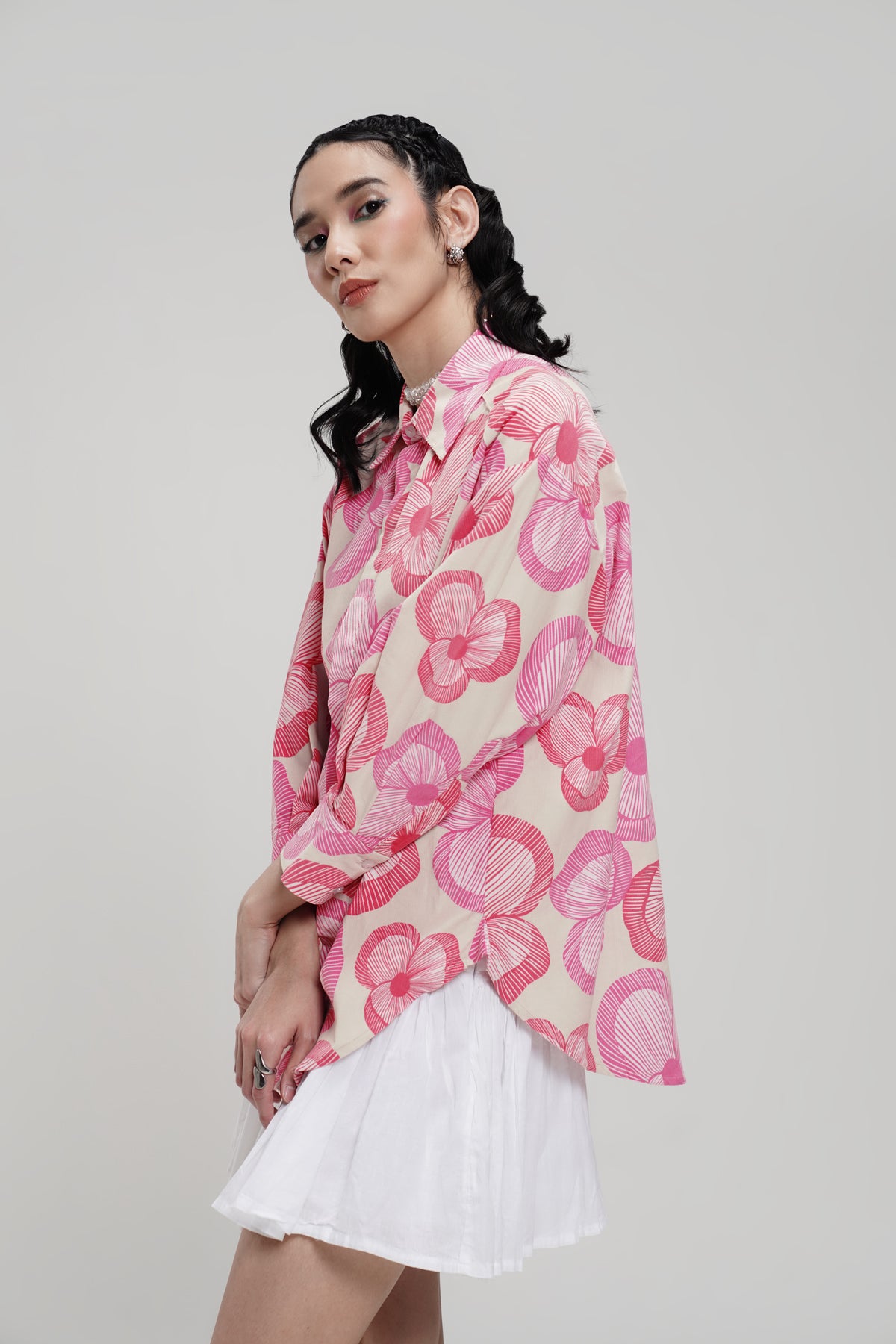 Cinta Corduroy Long Shirt - Pink