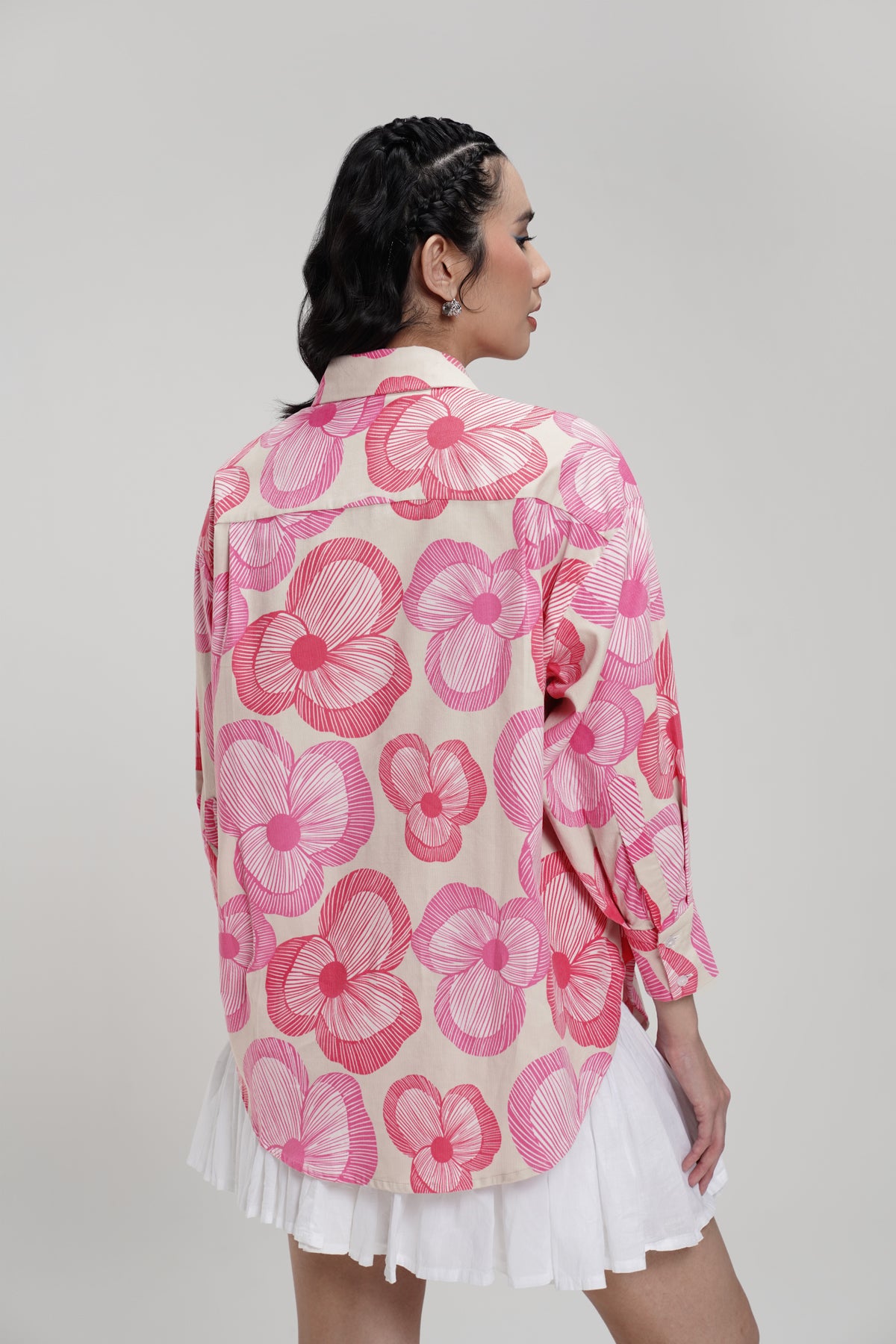Cinta Corduroy Long Shirt - Pink