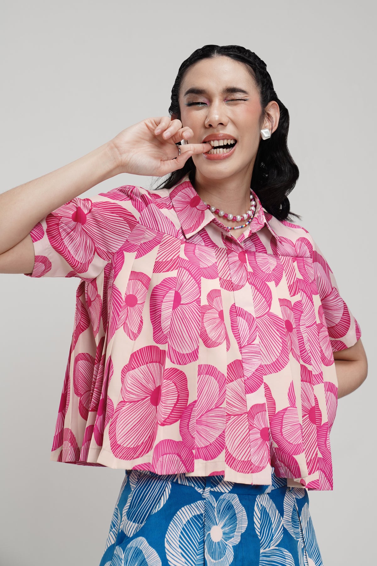 Cinta Pleated Shirt - Pink