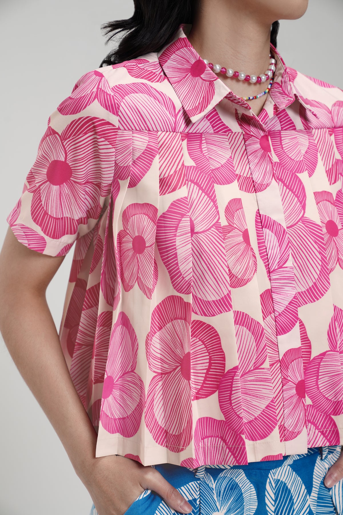 Cinta Pleated Shirt - Pink