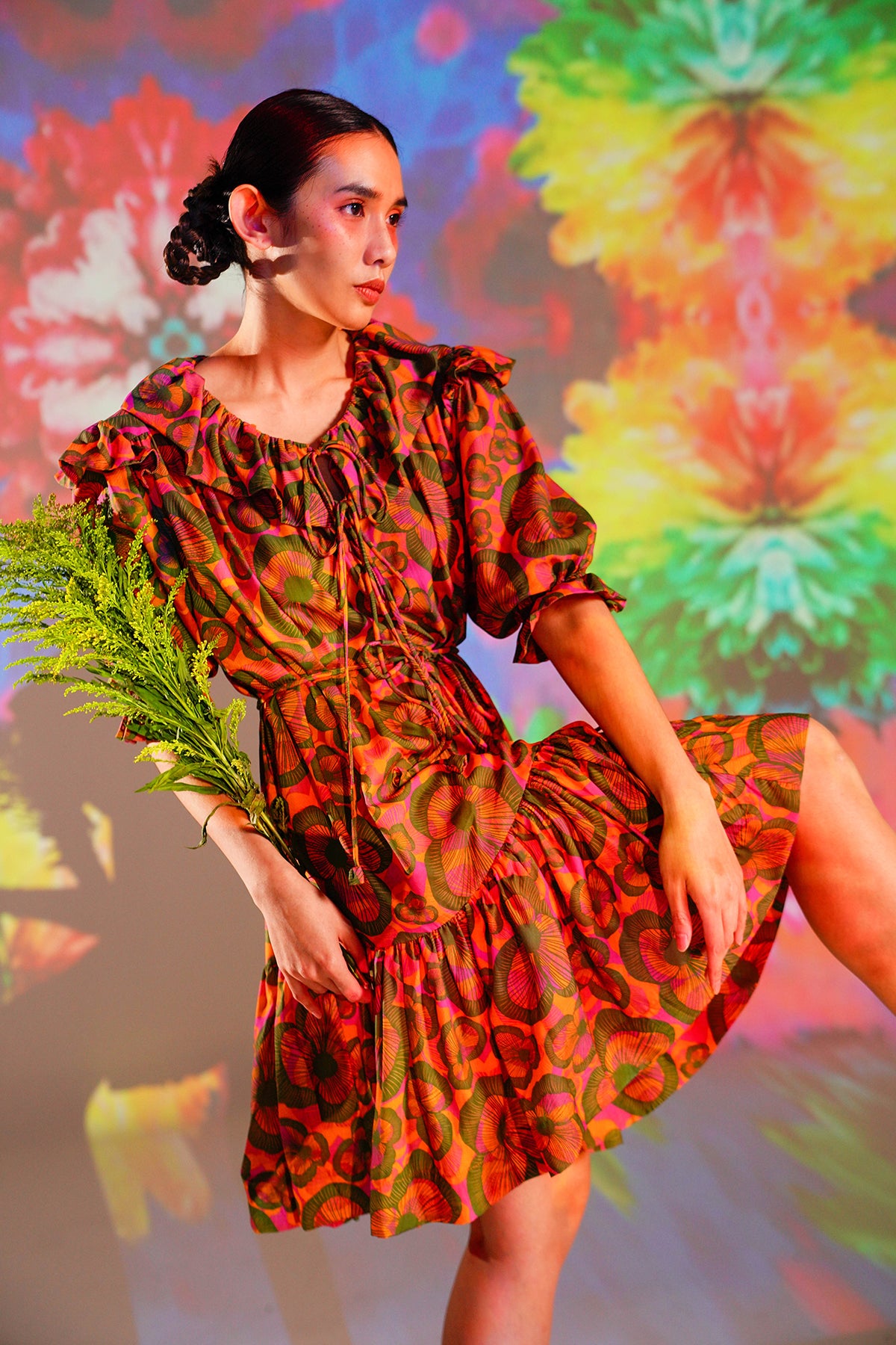 Claire Ruffle Dress - Sunset