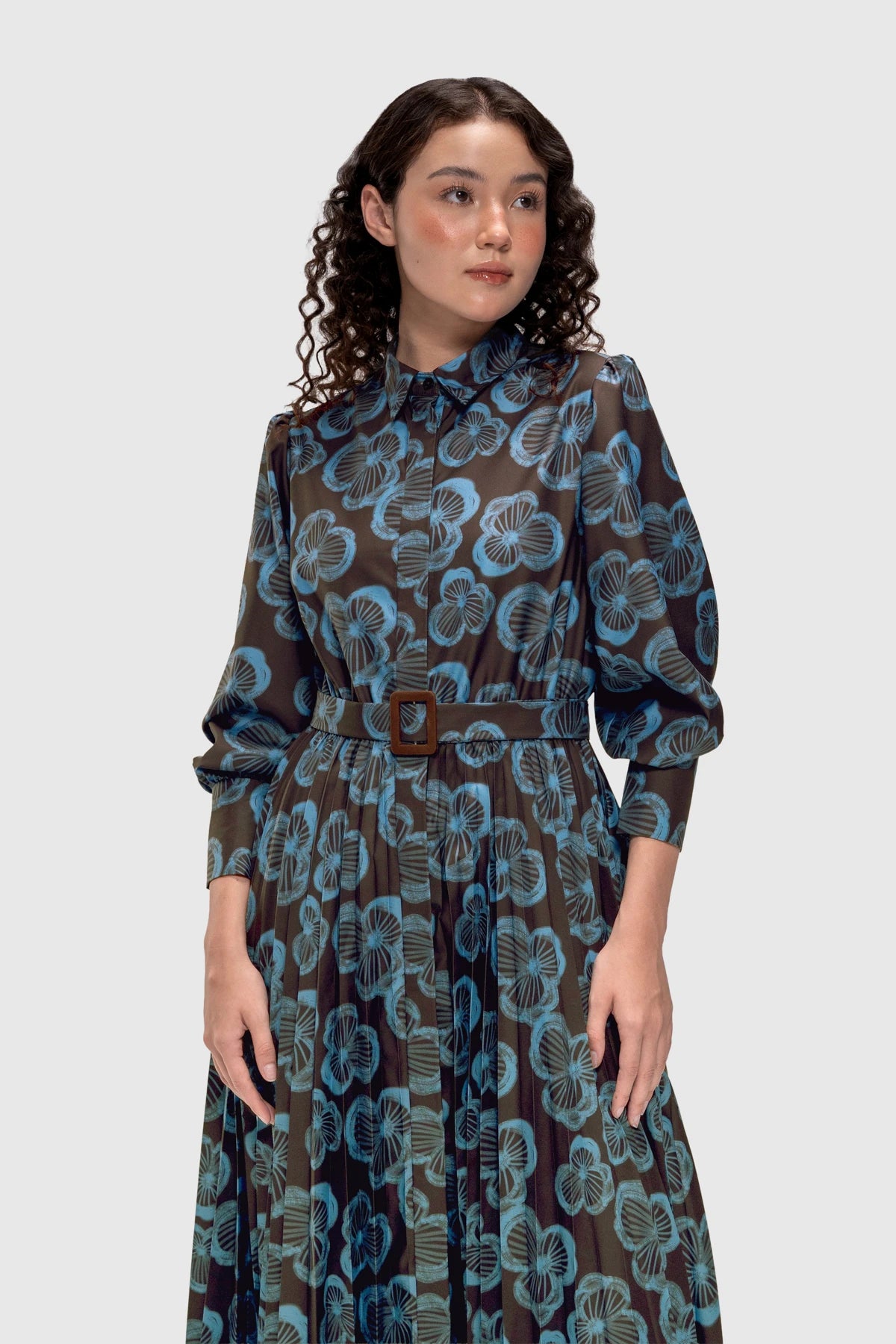 Daphne Pleated Dress - Truffle