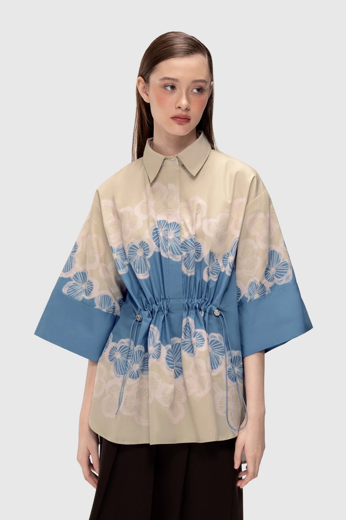 Dasha Drawstring Shirt - Azure