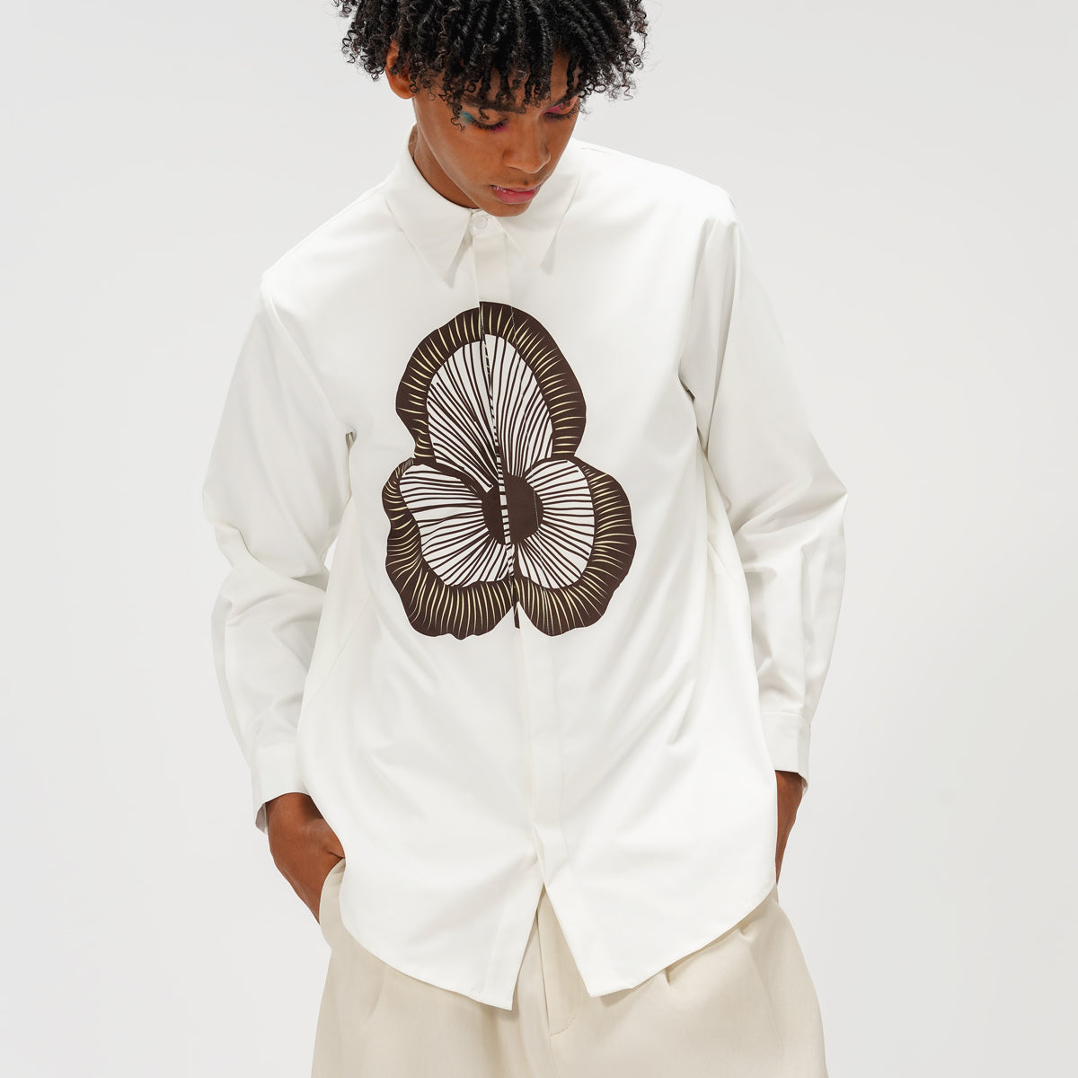 Dayna Long Shirt Toffee Floral