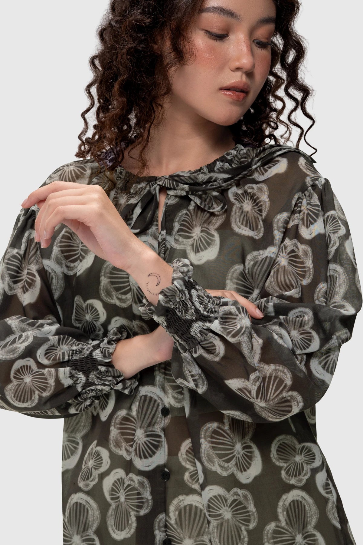 Dolce Tie Neck Shirt - Oat