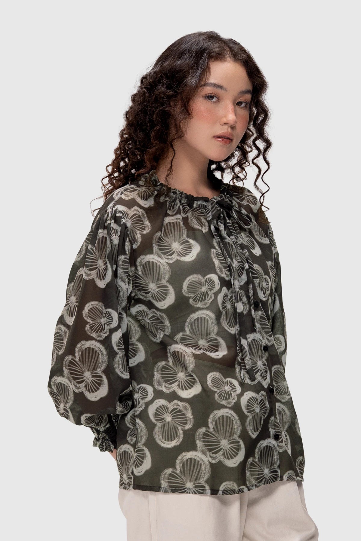 Dolce Tie Neck Shirt - Oat