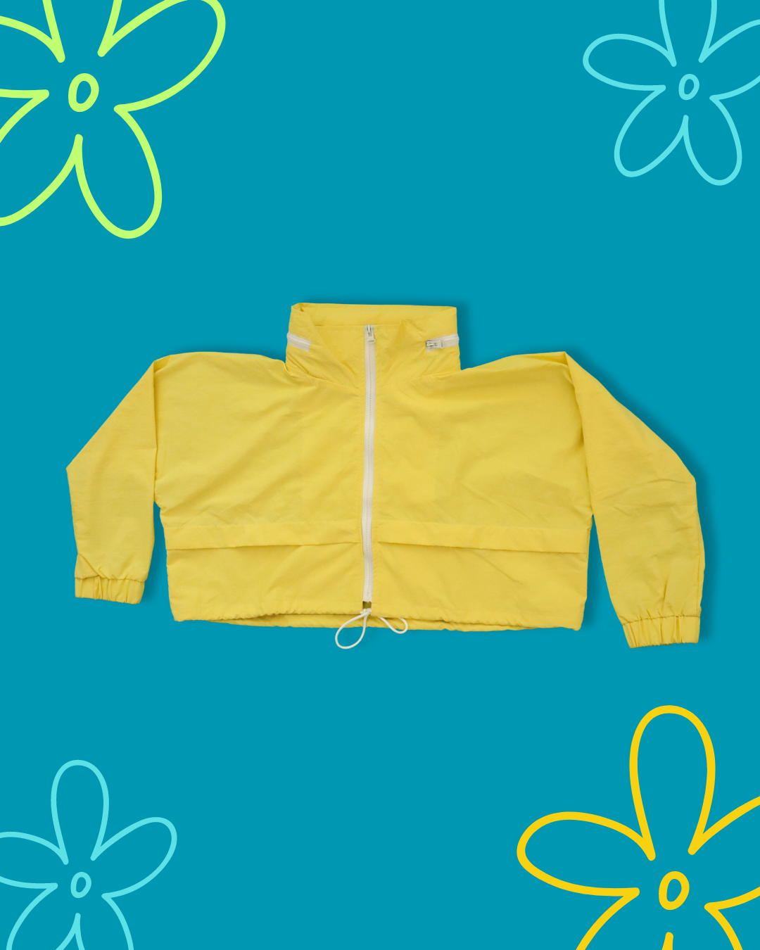 BASIC YELLOW NYLON CROP JACKET