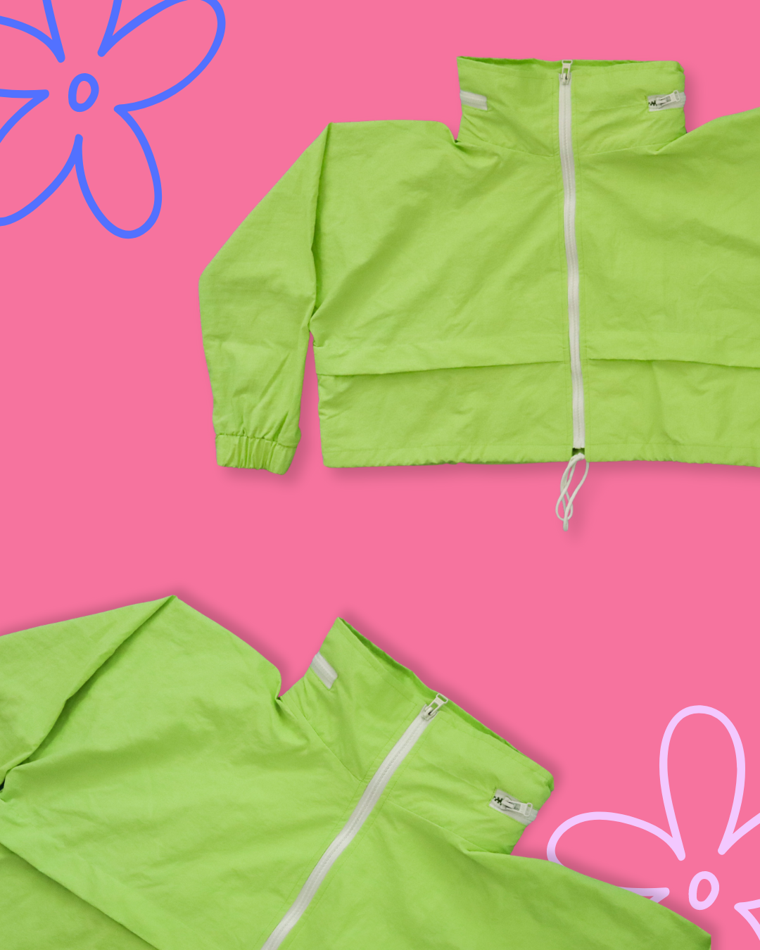 BASIC LIME NYLON CROP JACKET