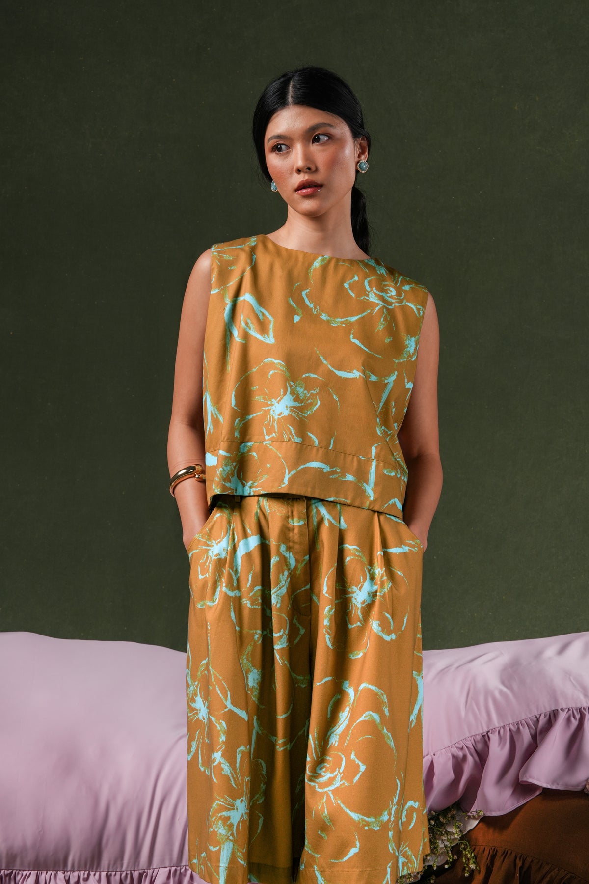 Fioren Sleeveless Blouse - Ochre