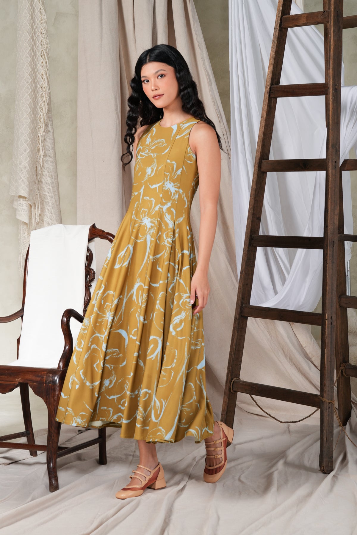 Fioren Sleeveless Dress - Ochre