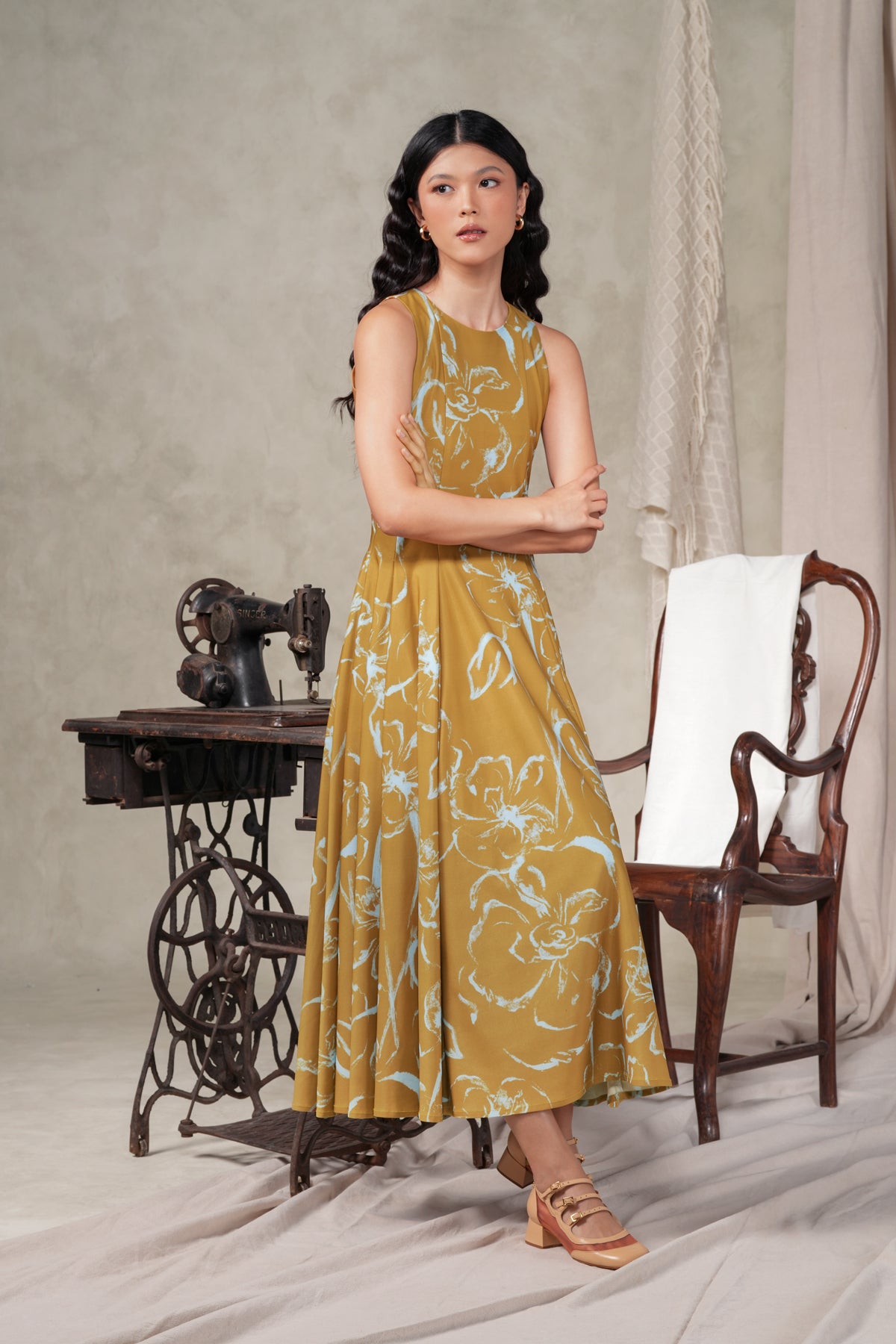 Fioren Sleeveless Dress - Ochre