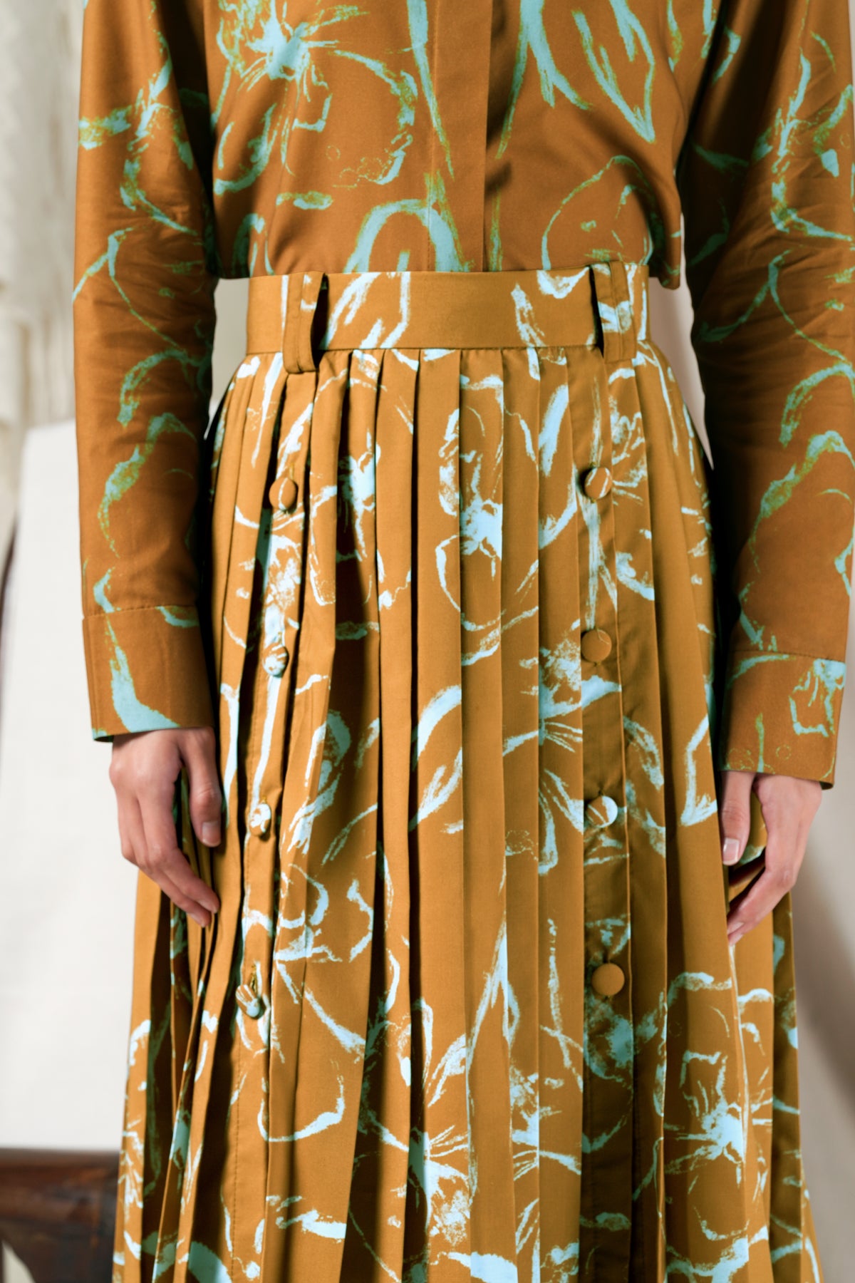 Fioren Pleated Skirt - Ochre