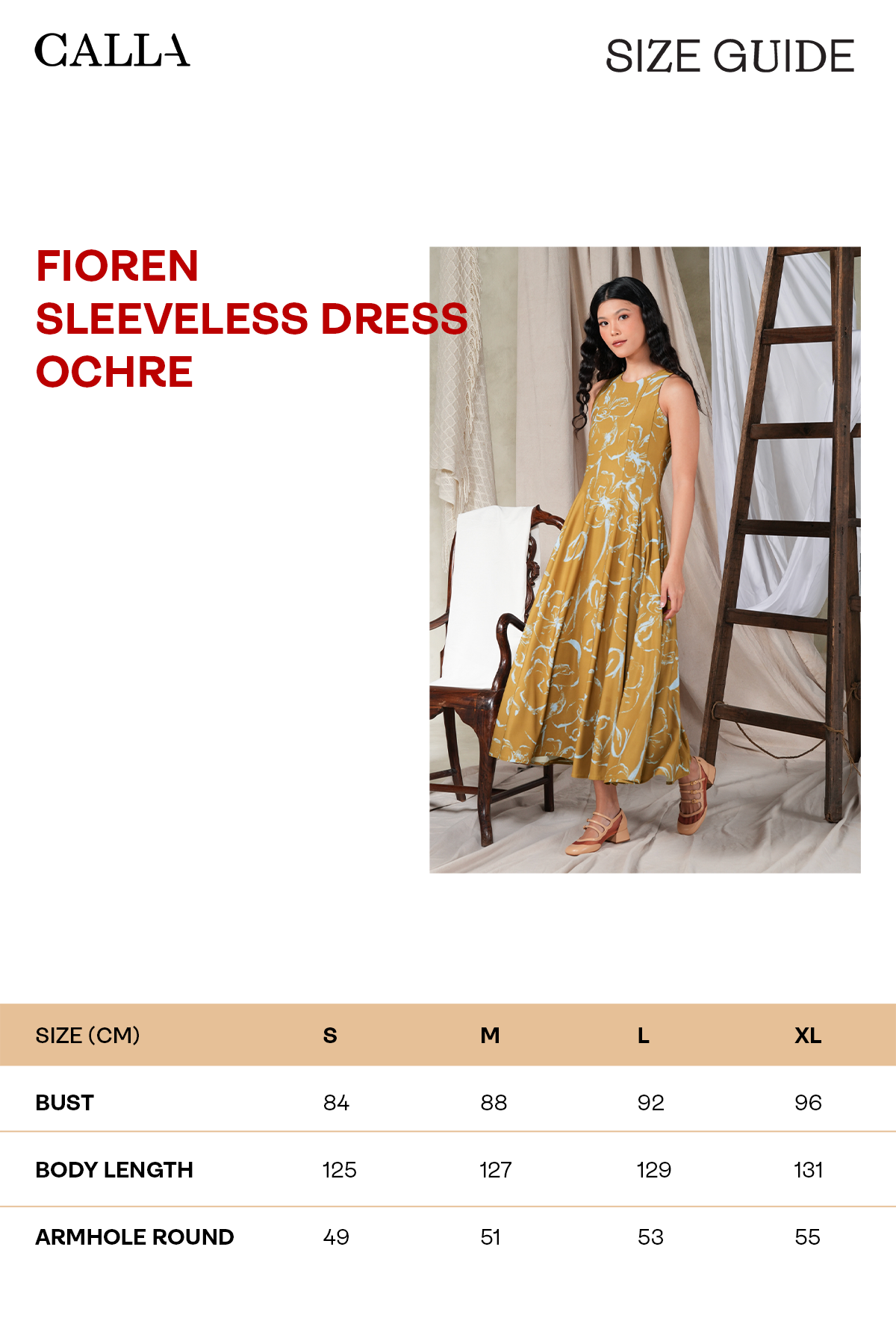 Fioren Sleeveless Dress - Ochre