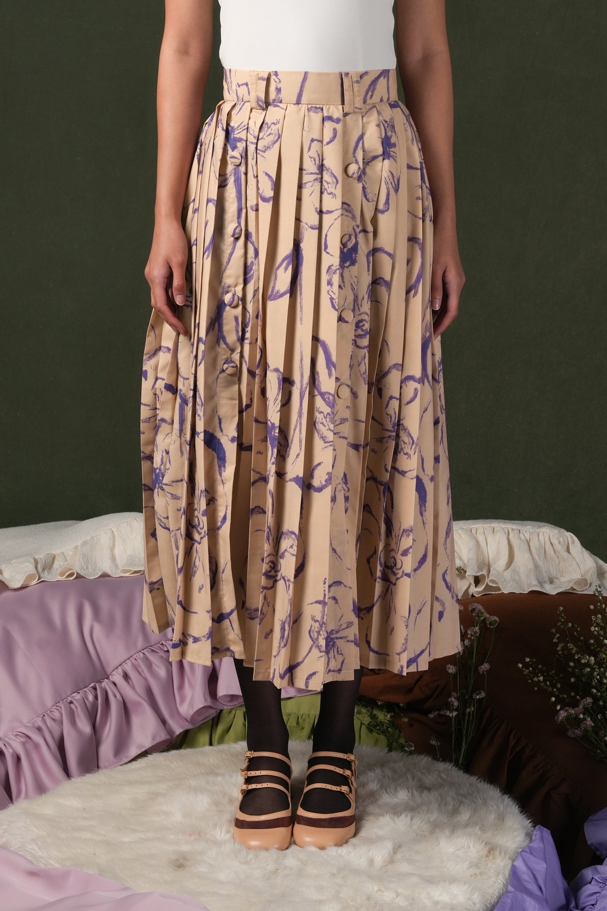Fioresse Pleated Skirt - Ecru