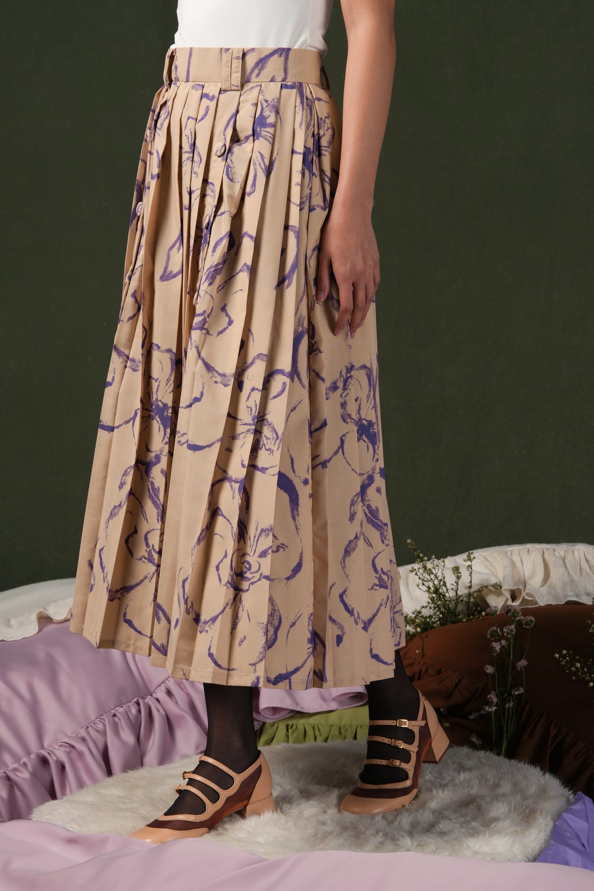 Fioresse Pleated Skirt - Ecru